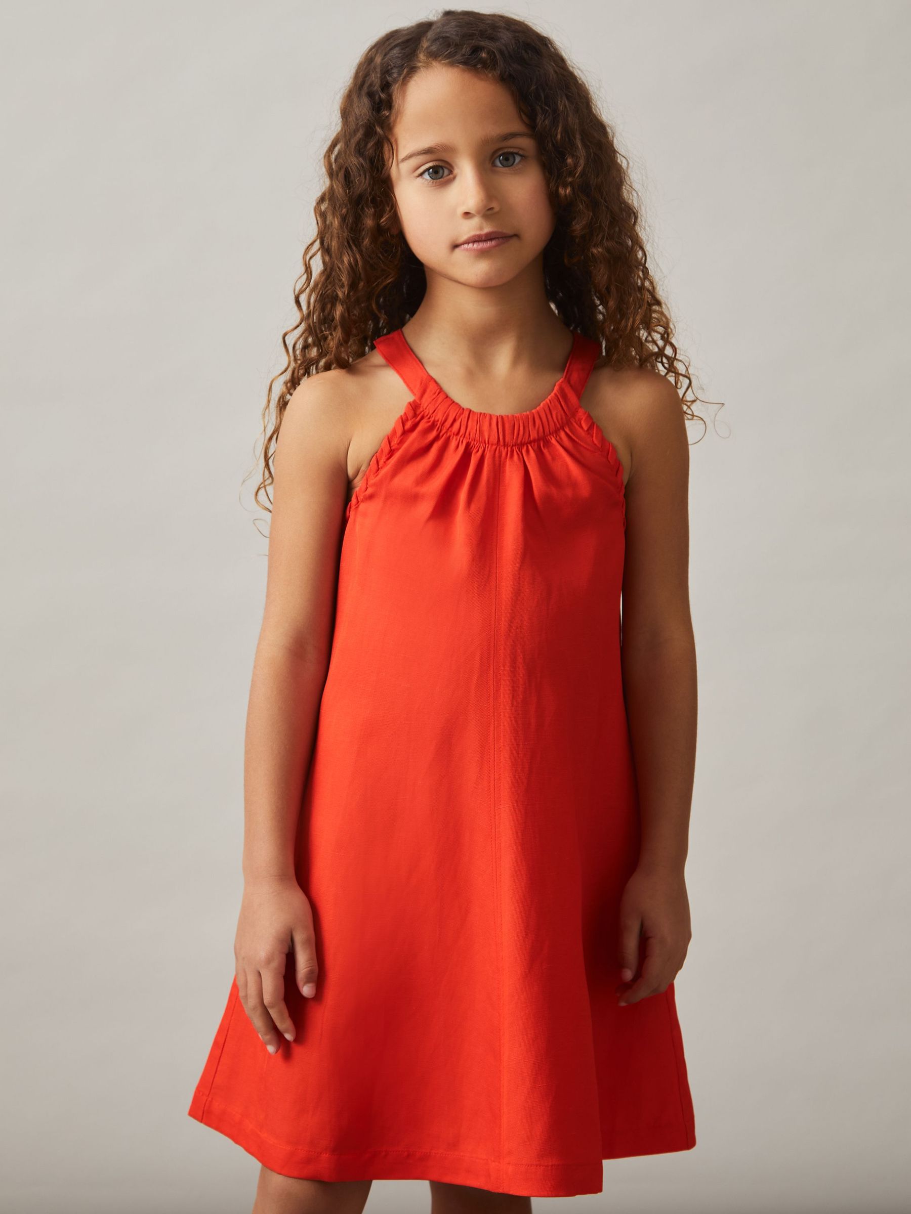Whipstitch Sleeveless Midi Dress in Red (AP6335) | US$115