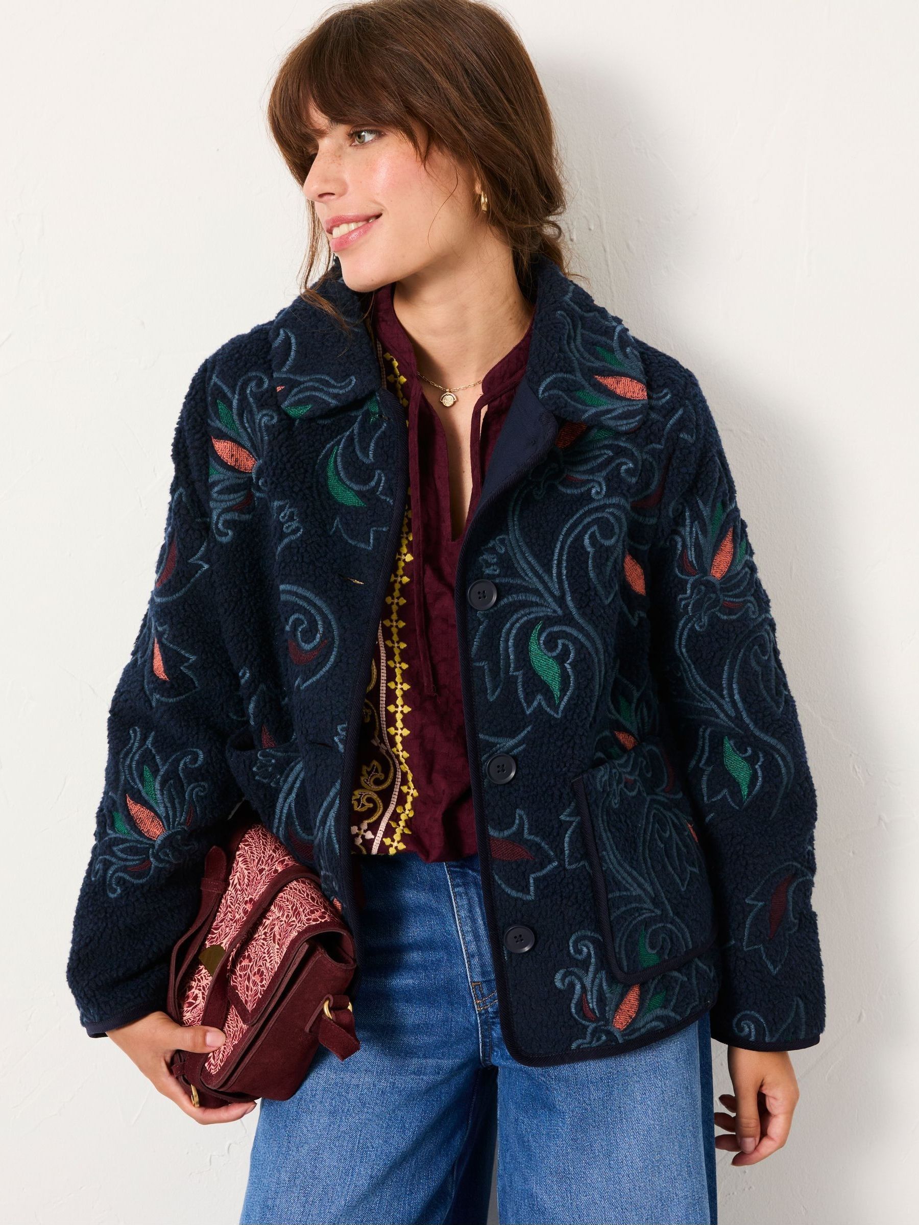 Navy Garratt Embroidered Borg Fleece (AP6804) | €117