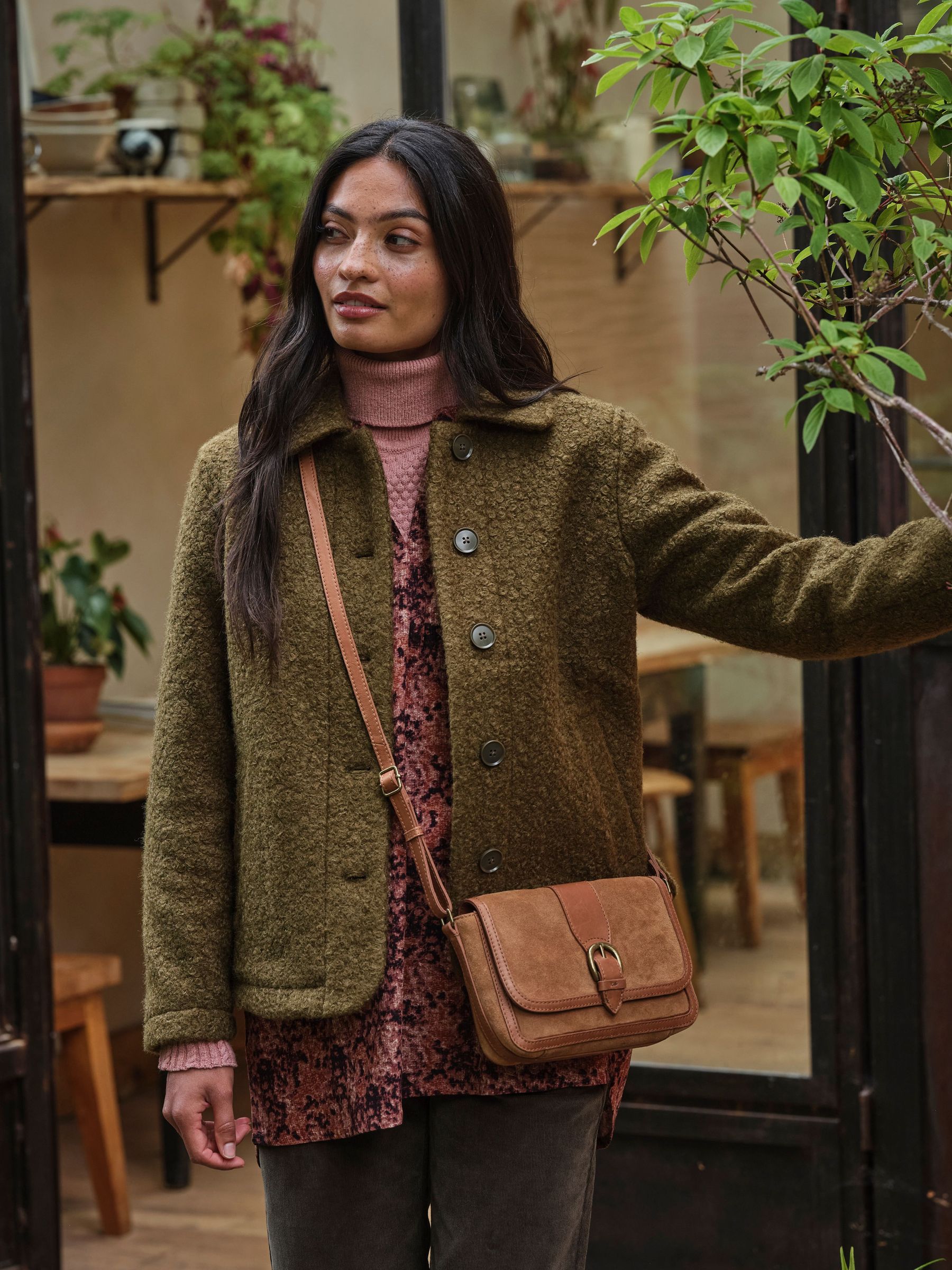 Mae Olive Green Boucle Jacket (AP6817) | €117