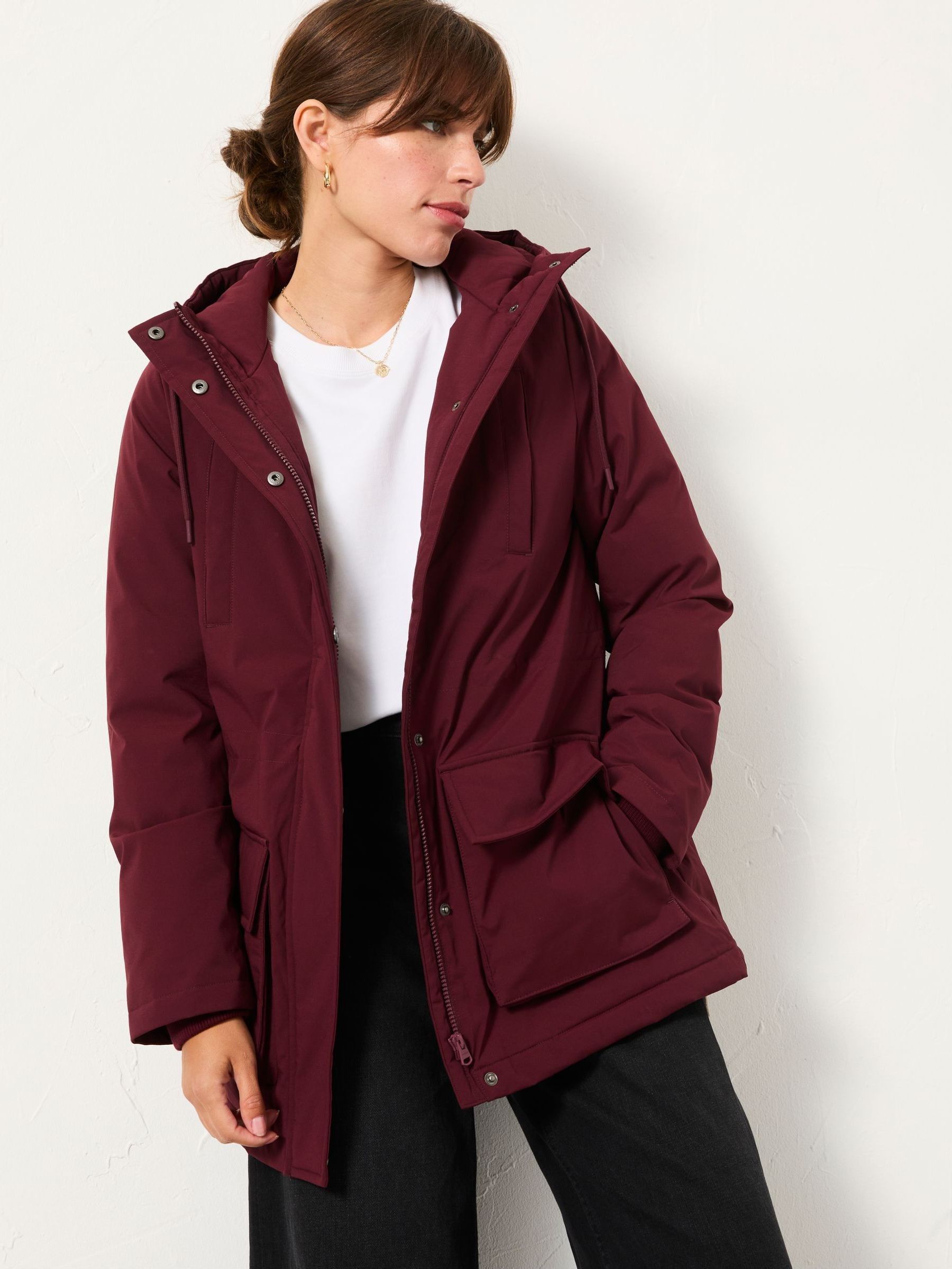 Brea Dark Red Quilted Coat (AP6822) | €178