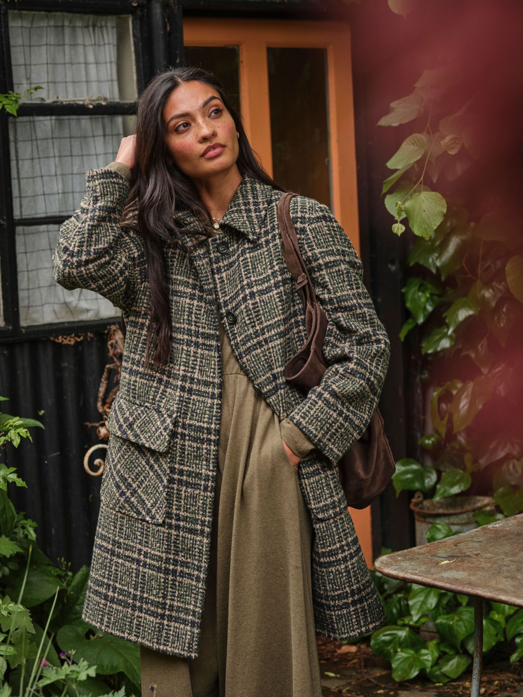 Jade Green Check Coat (AP6825) | $242