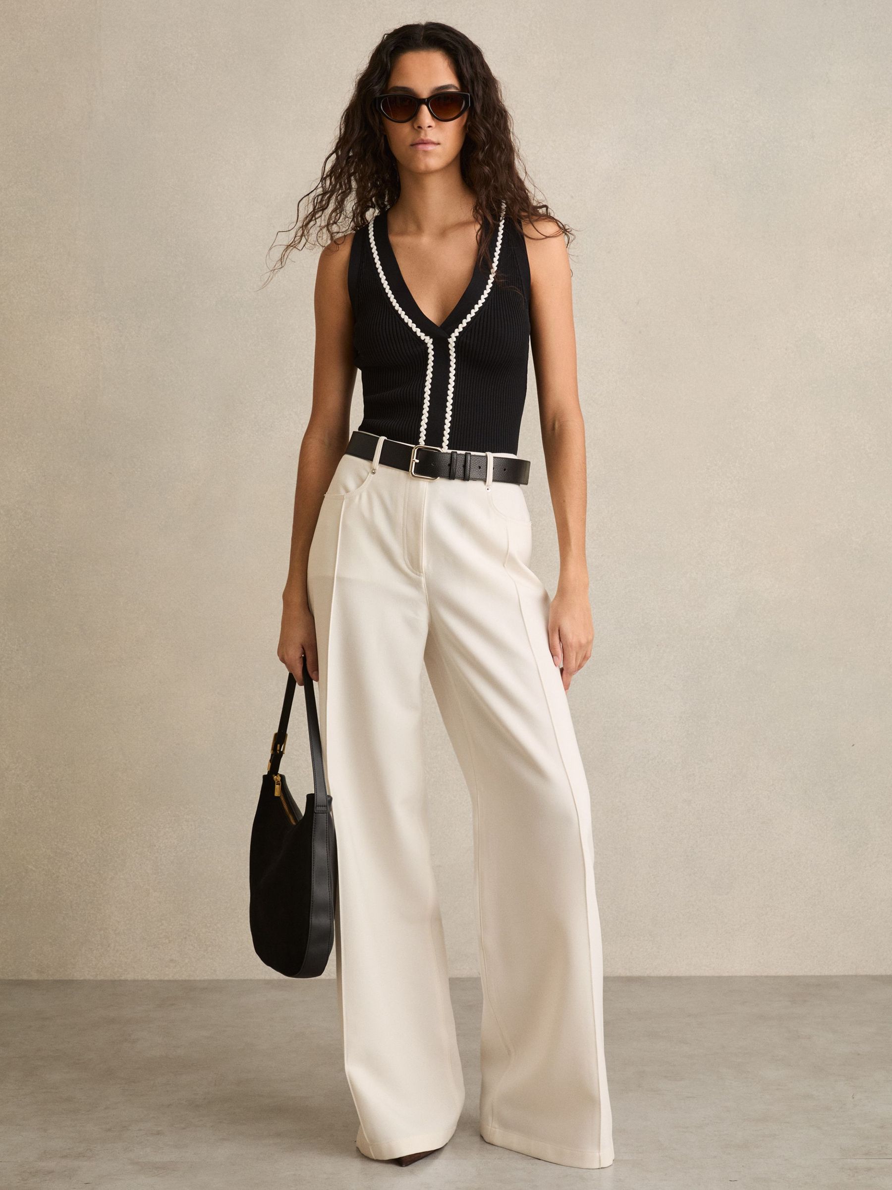 Palazzo Tailored Trousers in Ivory (AP6926) | €195