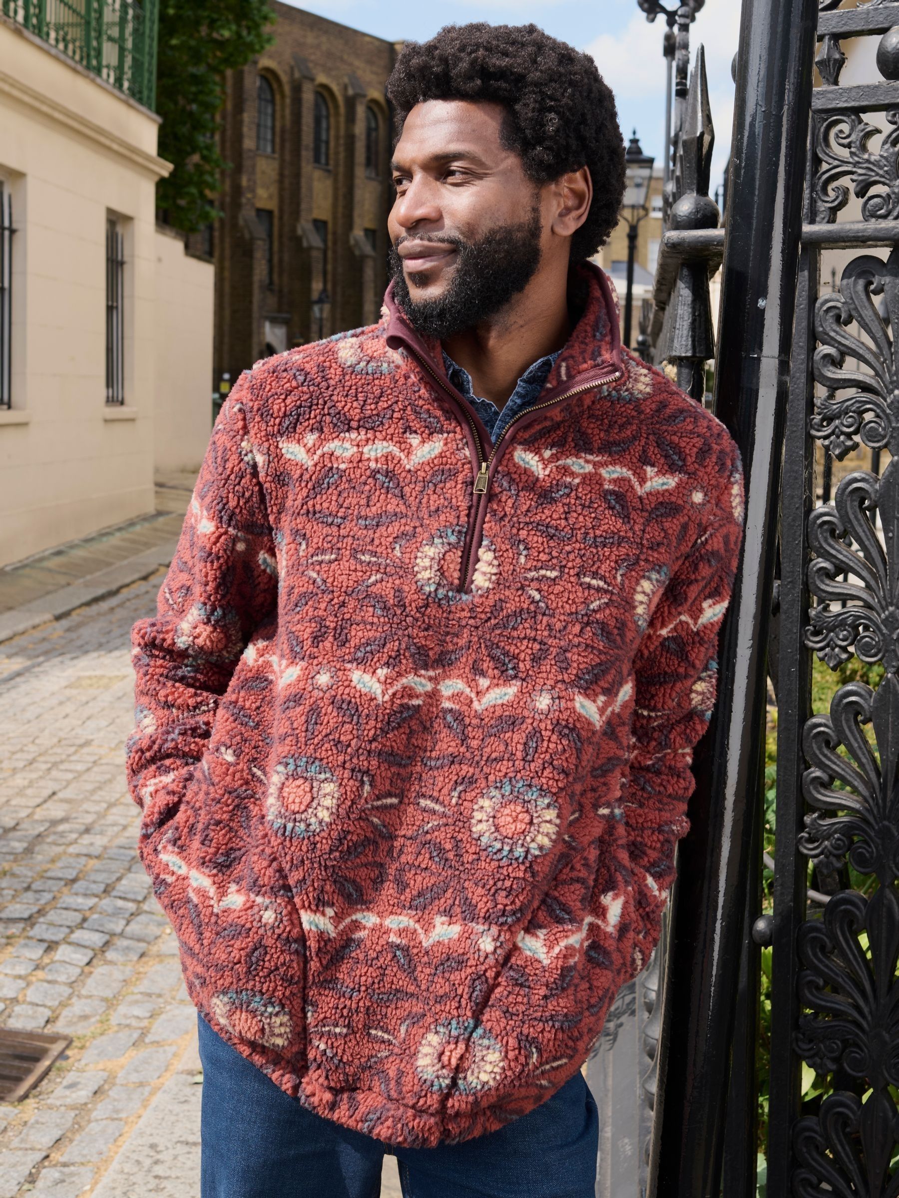 Terracotta Willow Printed Half Neck Fleece (AP7012) | €77.50