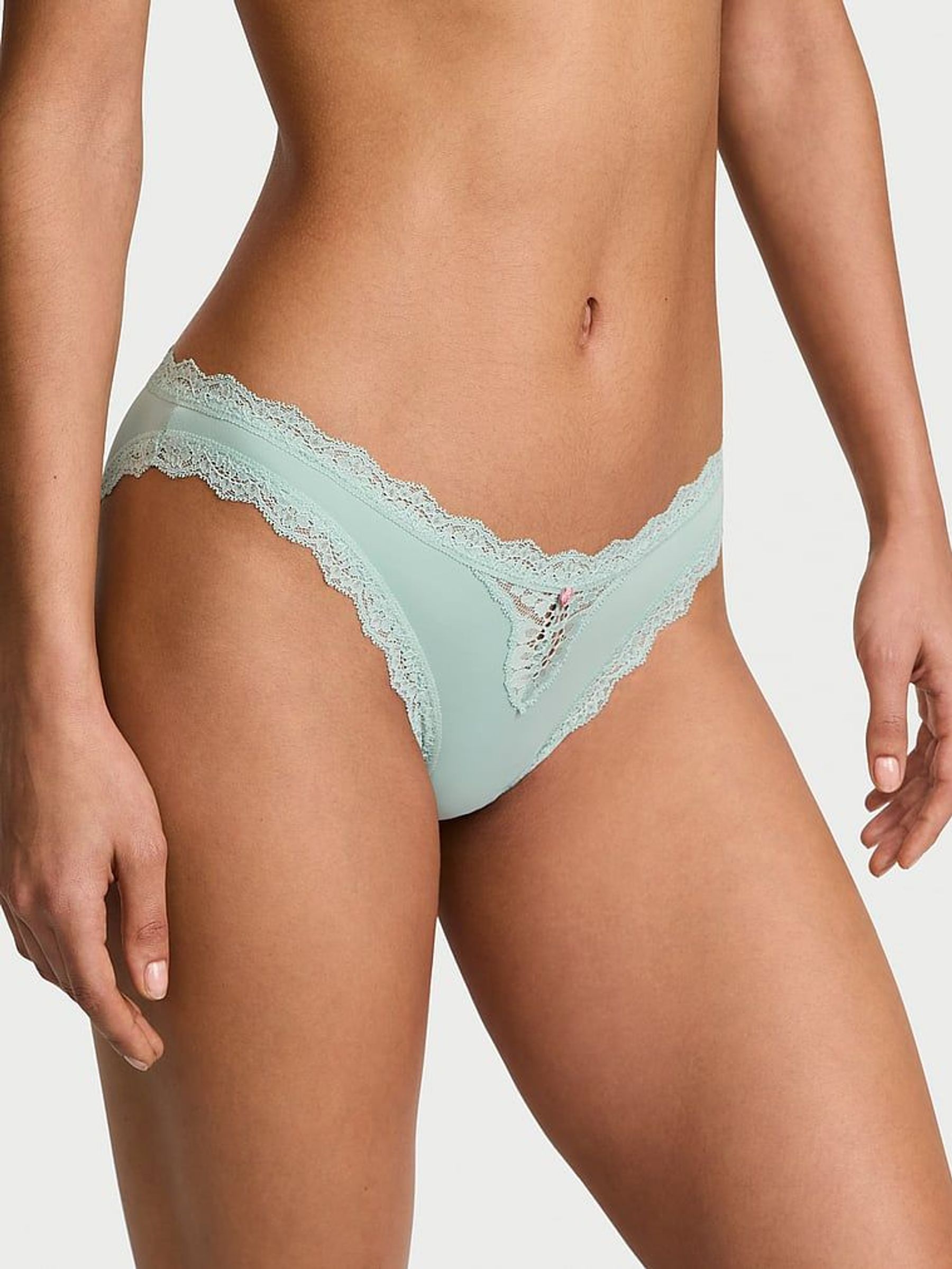 Silent Blue Lace Trim Bikini Knickers (AP7426) | €15.50