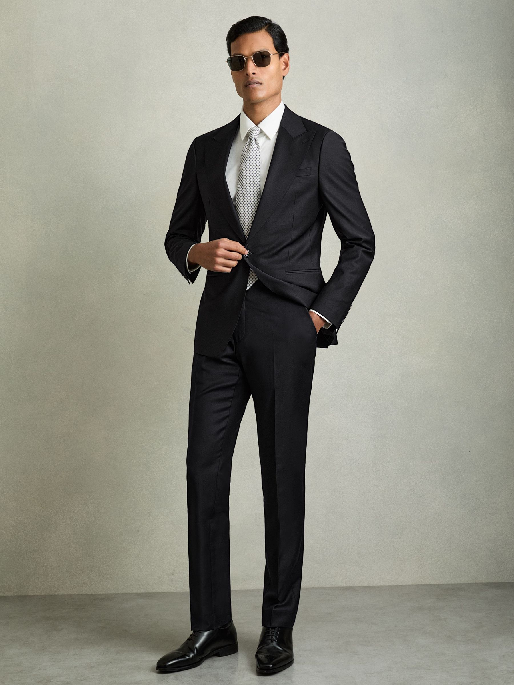 Regular-Fit Single-Breasted Wool-Blend Suit Blazer in Navy (AP8478) | €470