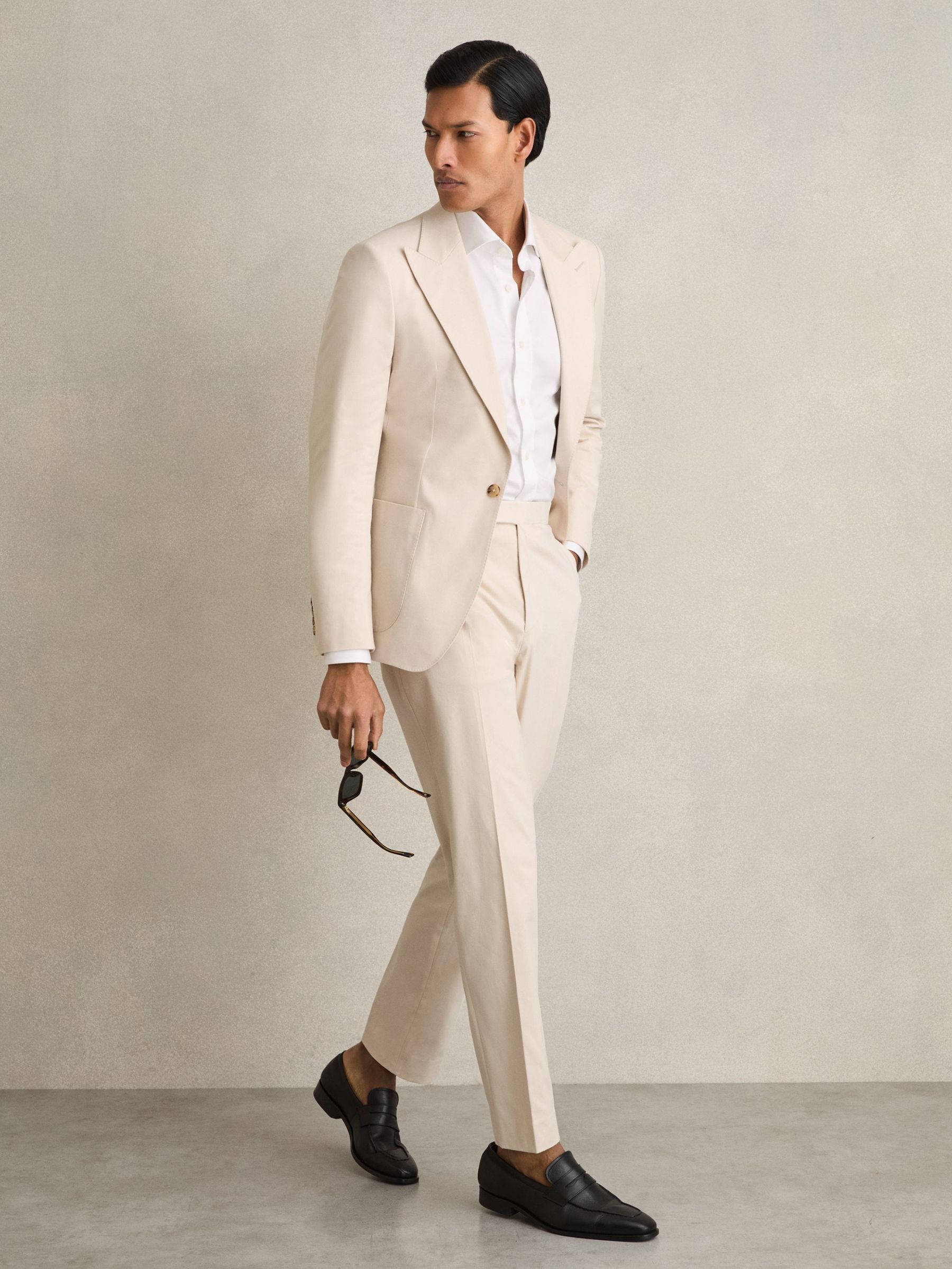 Cotton Slim-Fit Suit Trousers With Stretch in Stone (AP8495) | US$270