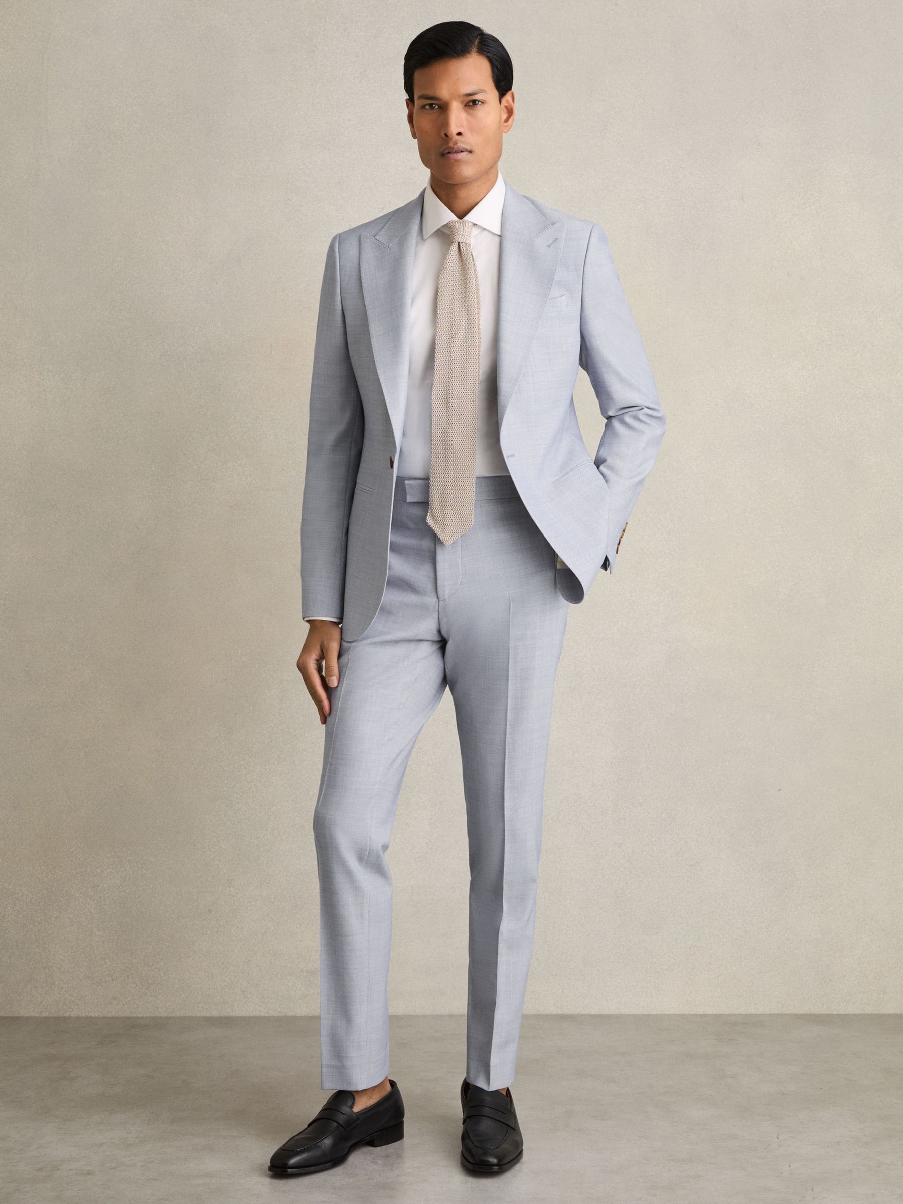 Slim-Fit Suit Trousers With Wool in Soft Blue (AP8516) | US$290