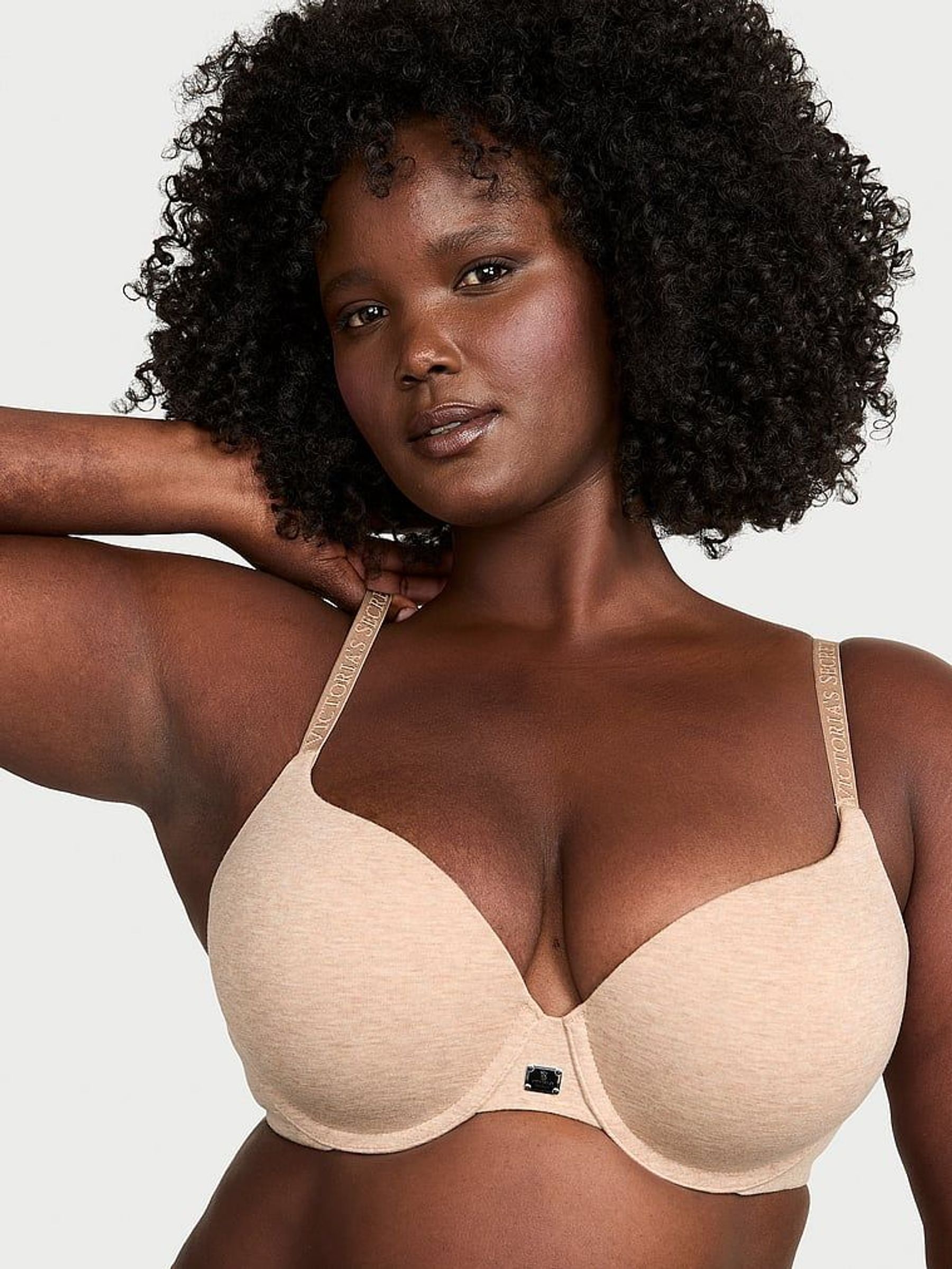Blush Pink Heather Full Cup Push Up Cotton Logo Bra (AR0522) | €40