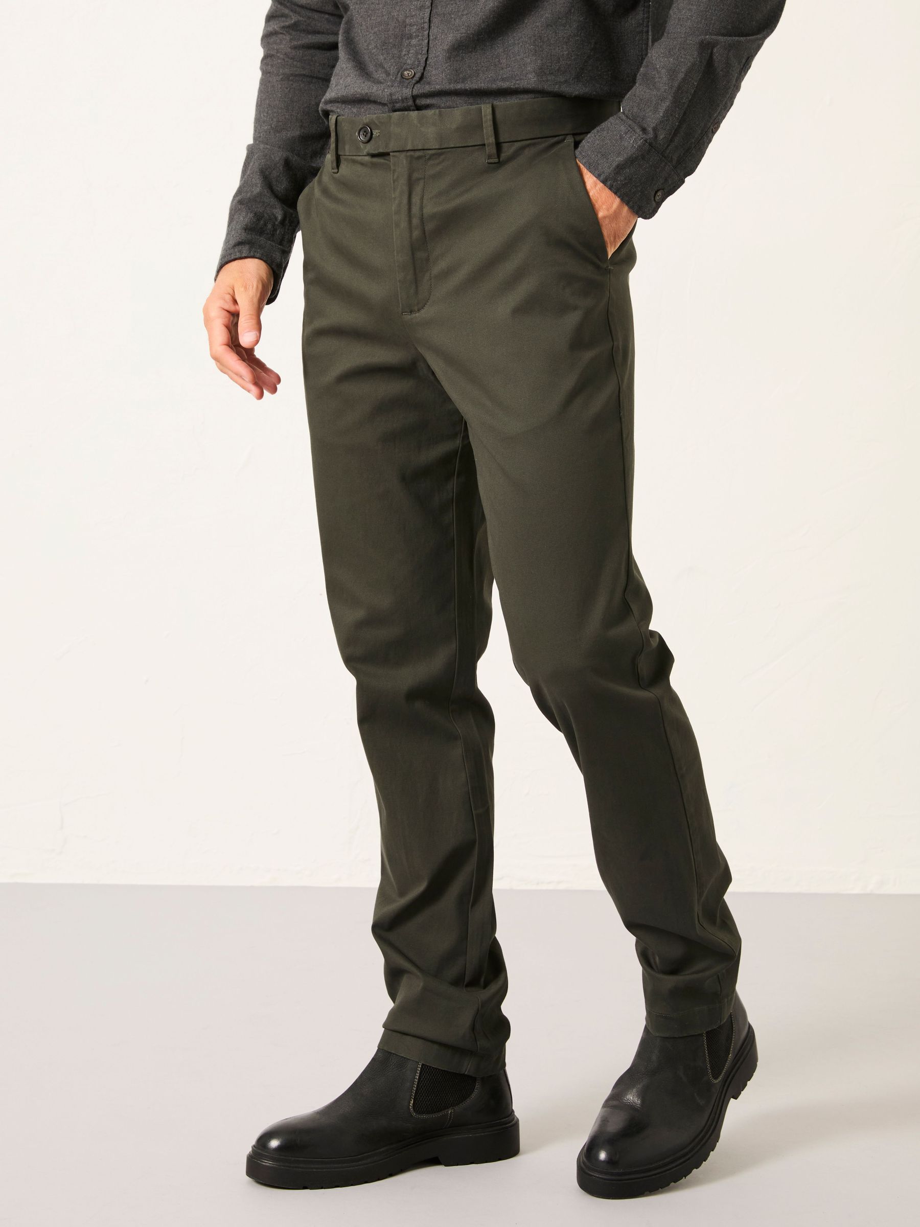 Bosbury Dark Green Tailored Fit Smart Chino Trousers (AR2359) | $90