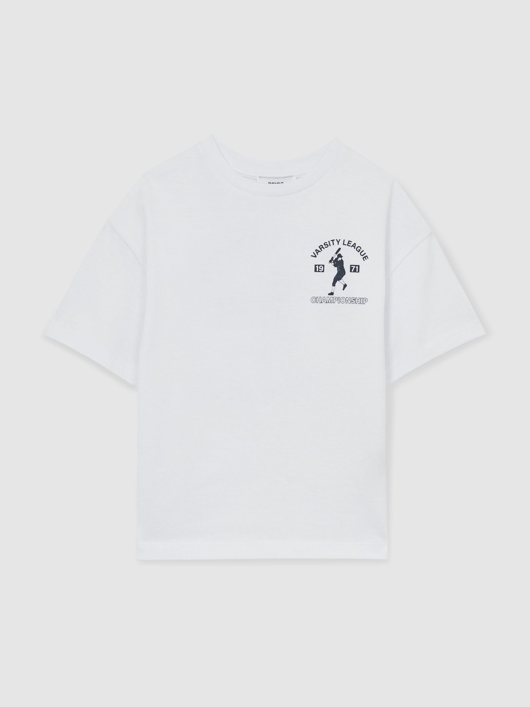 13-14 yrs Cotton Varsity-League T-Shirt in Off White (AR3831) | CA$45