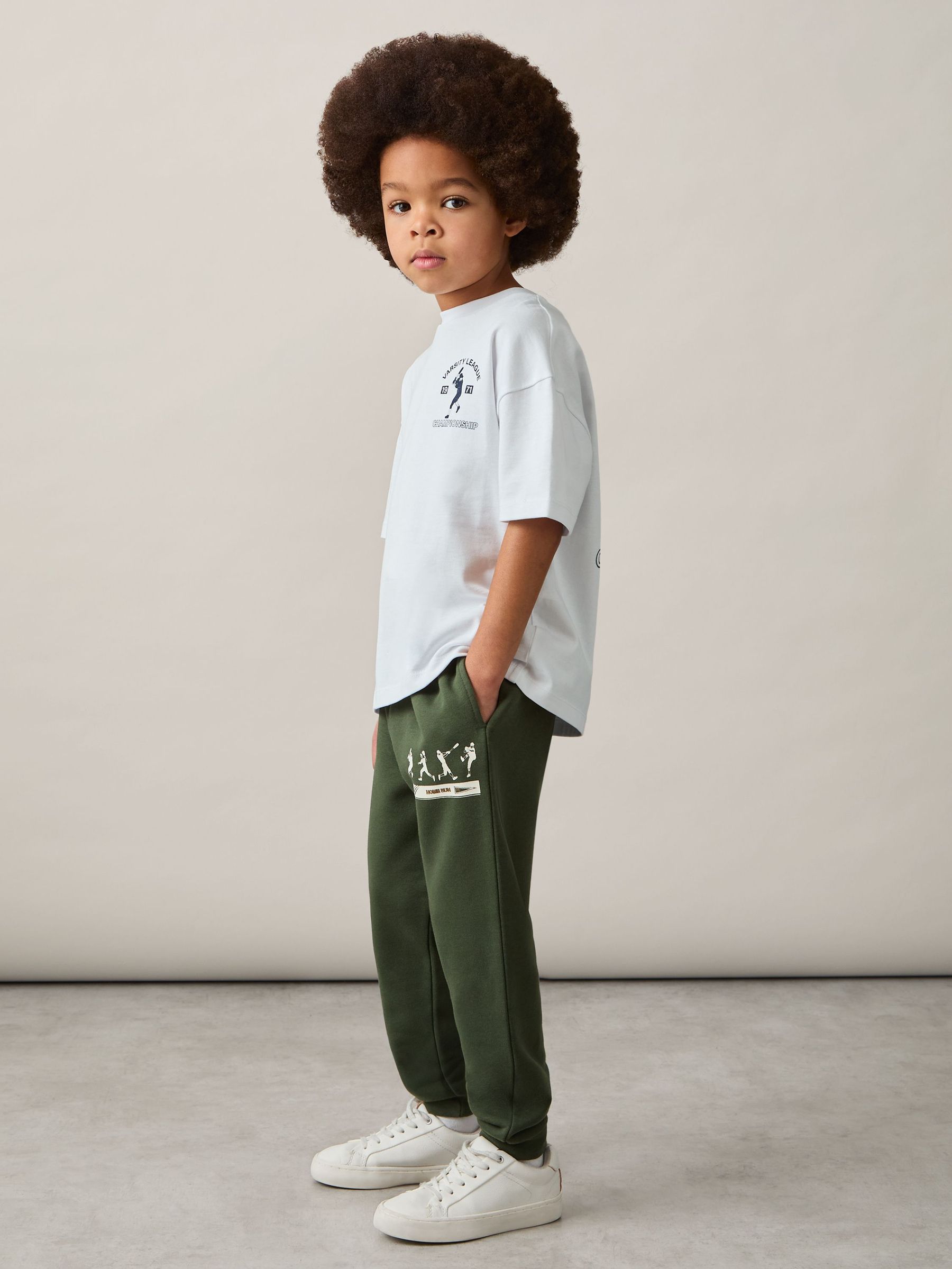 9-13 yrs Varsity League Oversized Joggers Cotton-Blend in Pine Green (AR3832) | 205 SAR