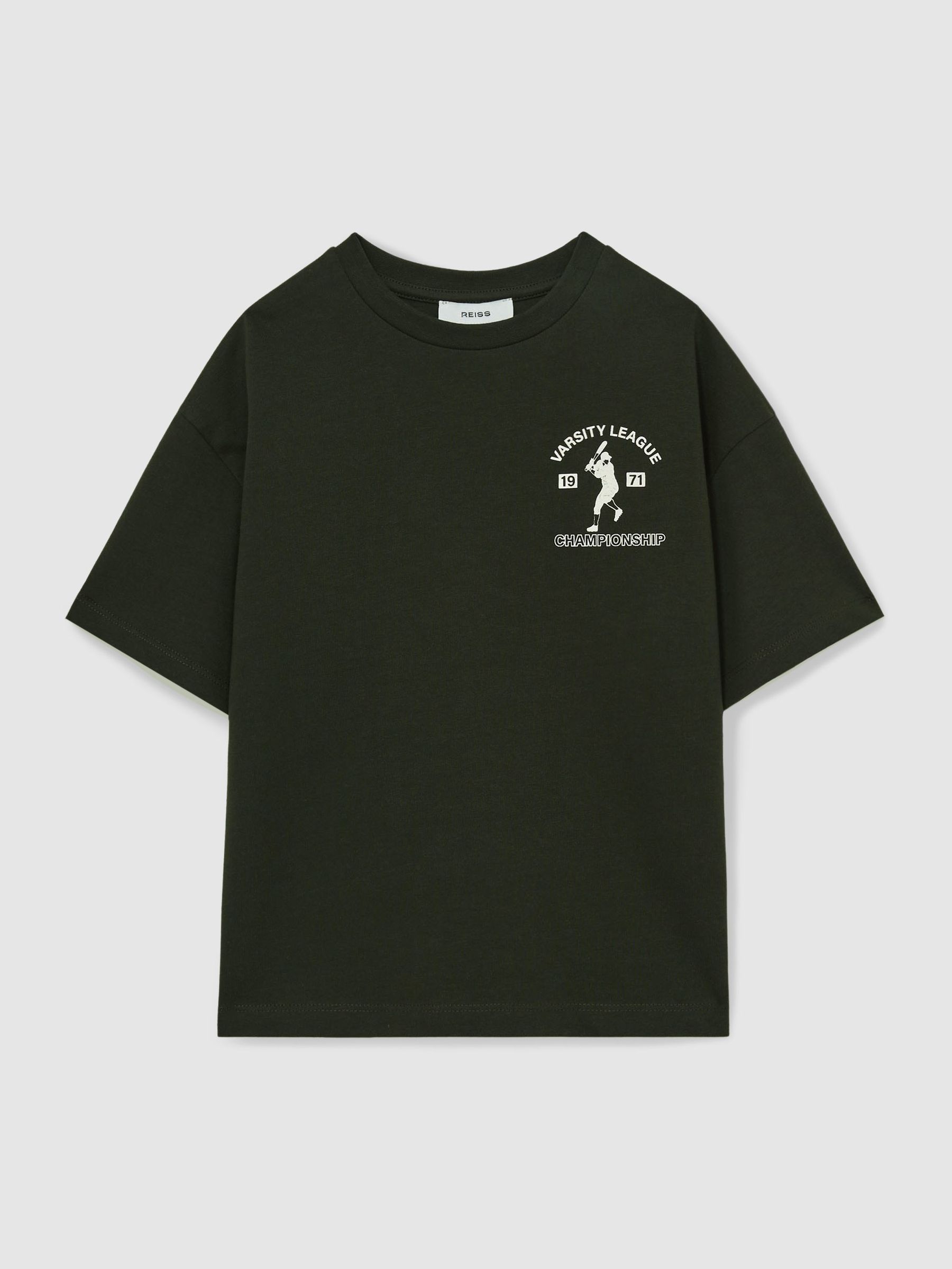 13-14 yrs Cotton Varsity-League T-Shirt in Forest Green (AR3837) | 135 SAR