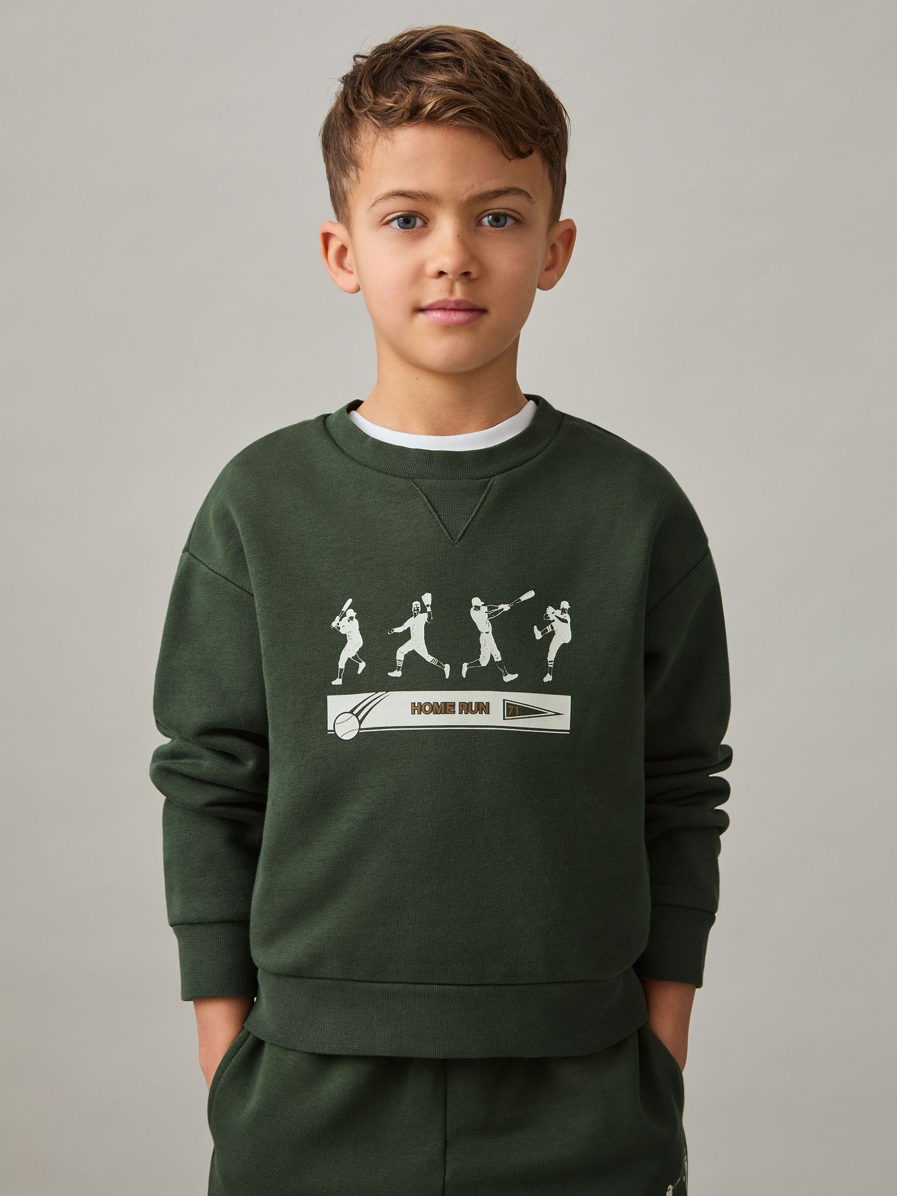 9-13 yrs Cotton-Blend Varsity Sweatshirt in Pine Green (AR3851) | €50