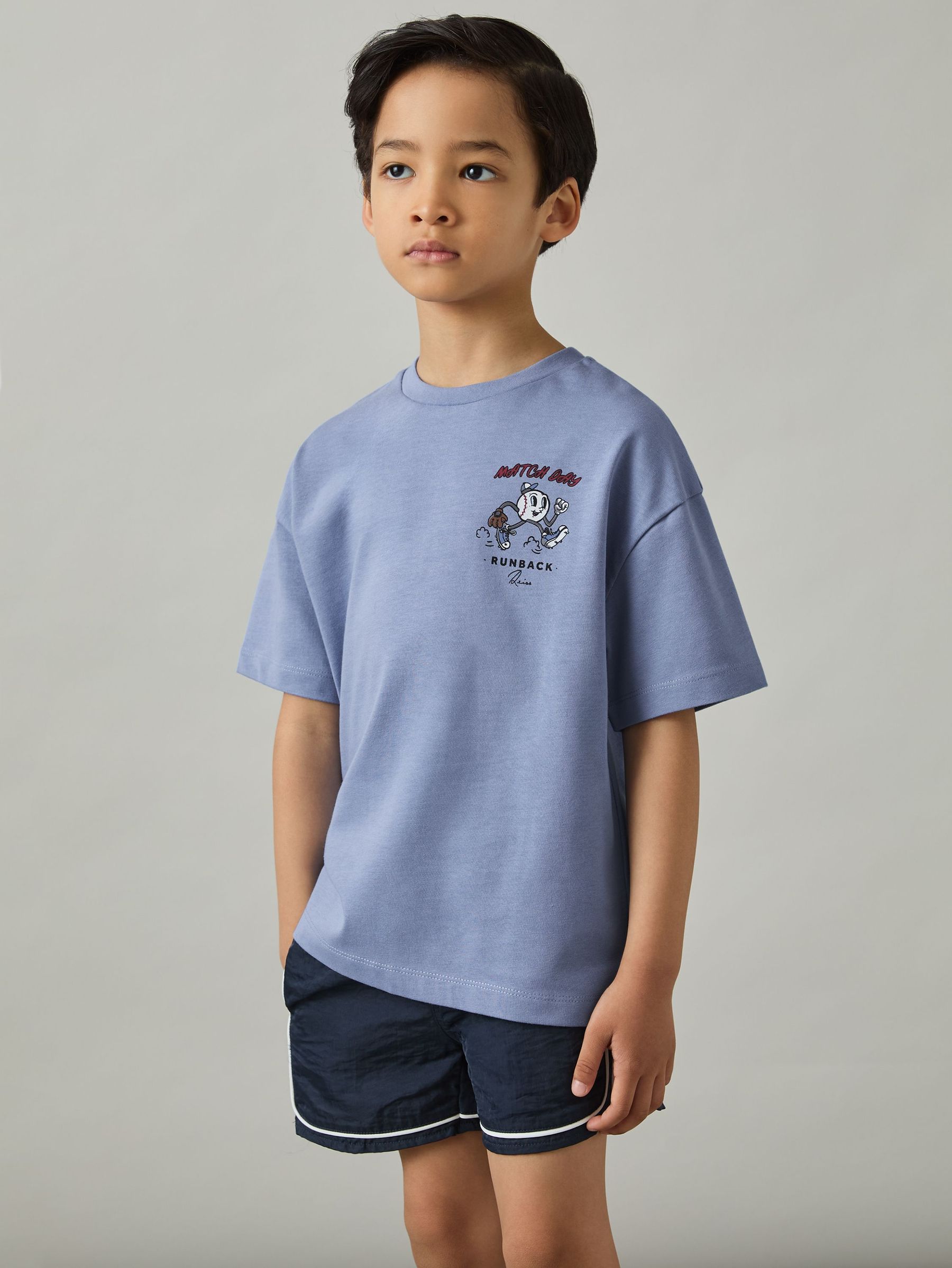 T-shirt oversize en coton 3-9 ans, bleu Airforce (AR3853) | 25 €