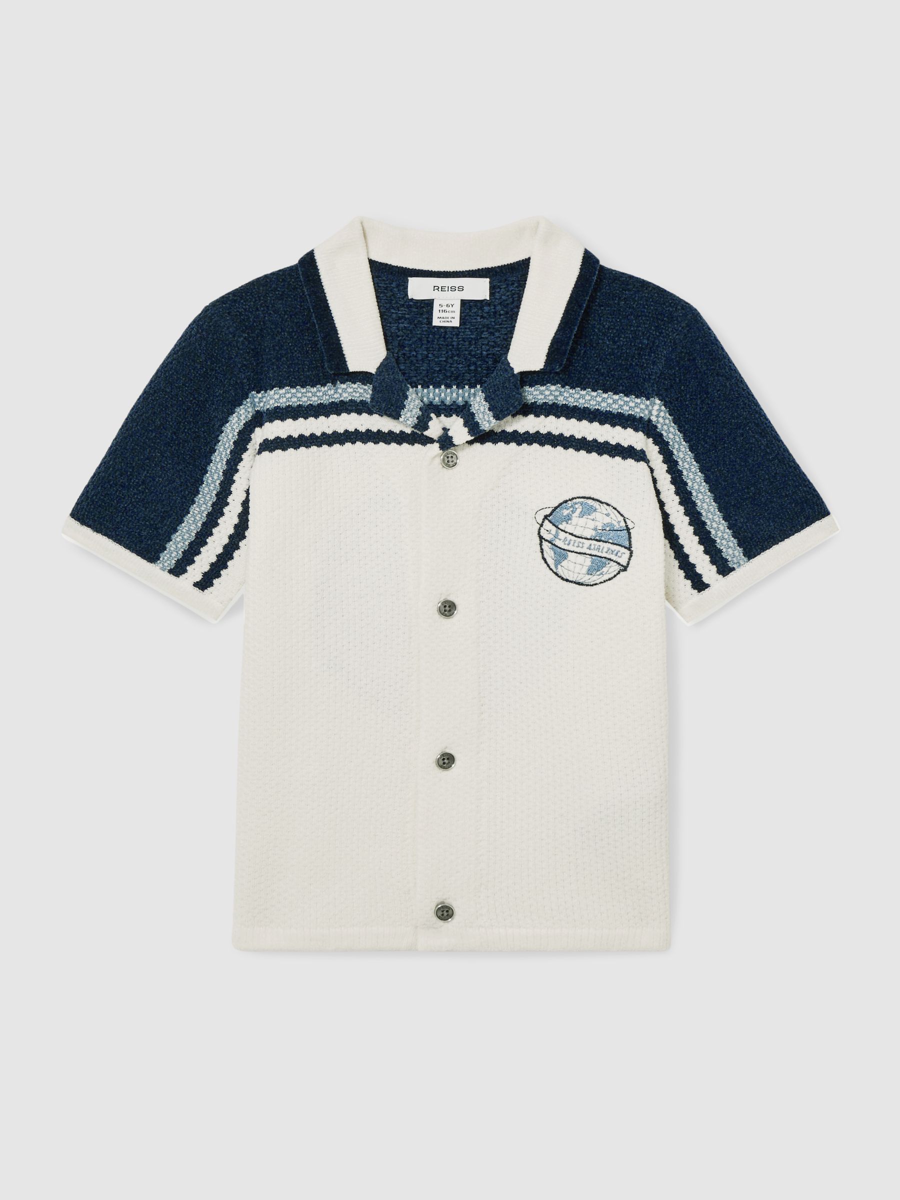 13-14 yrs Chenille Airlines Embroidery Shirt in Navy/Airforce Blue/White (AR3863) | US$80