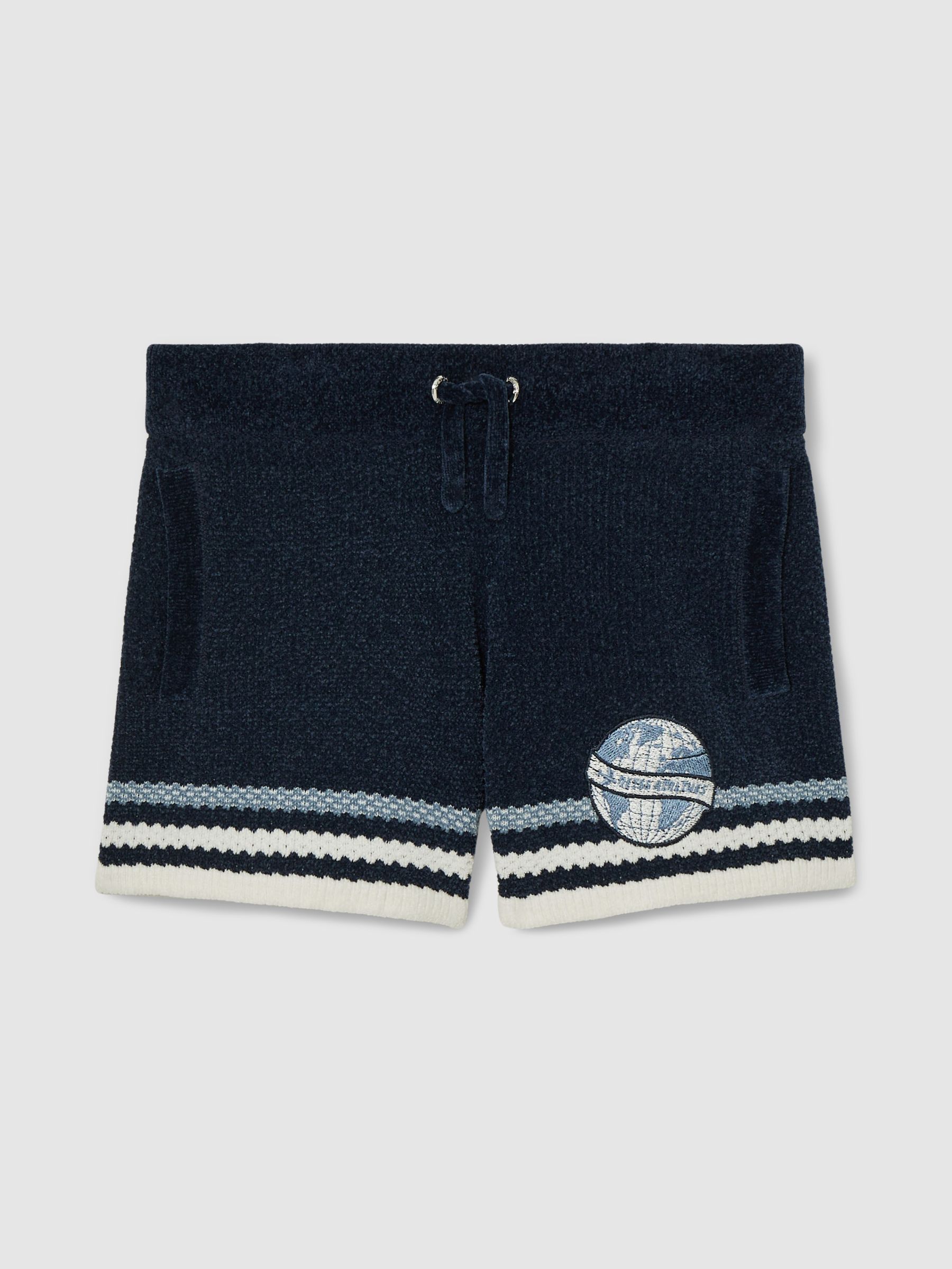 13-14 yrs Chenille Airlines Embroidery Shorts in Navy/Airforce Blue/White (AR3868) | €65
