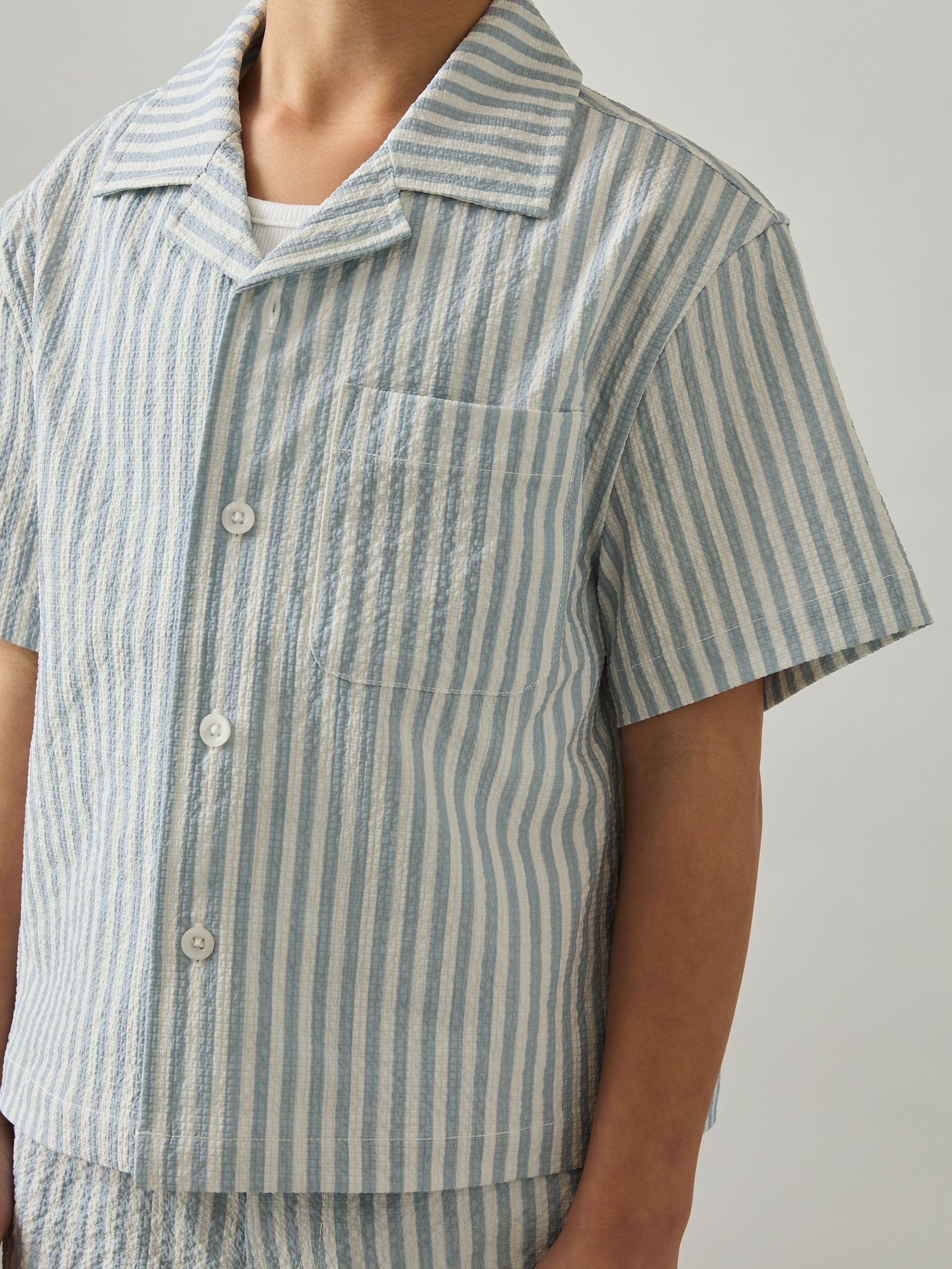 9-13 yrs Seersucker Striped Shirt in Soft Blue/White (AR3938) | CHF 60