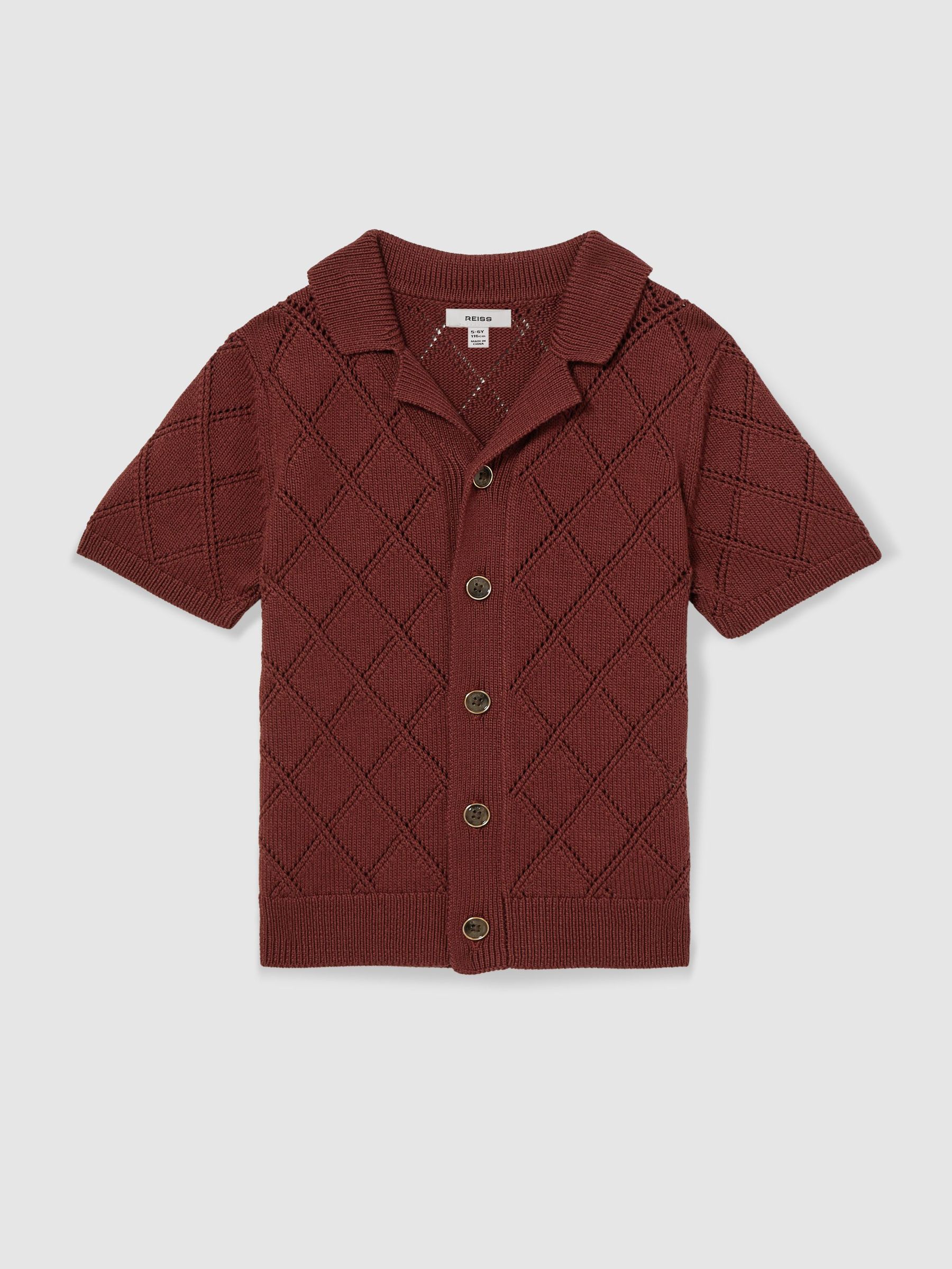 Cotton Blend Diamond Knit Shirt in Paprika Red (AR3939) | €70