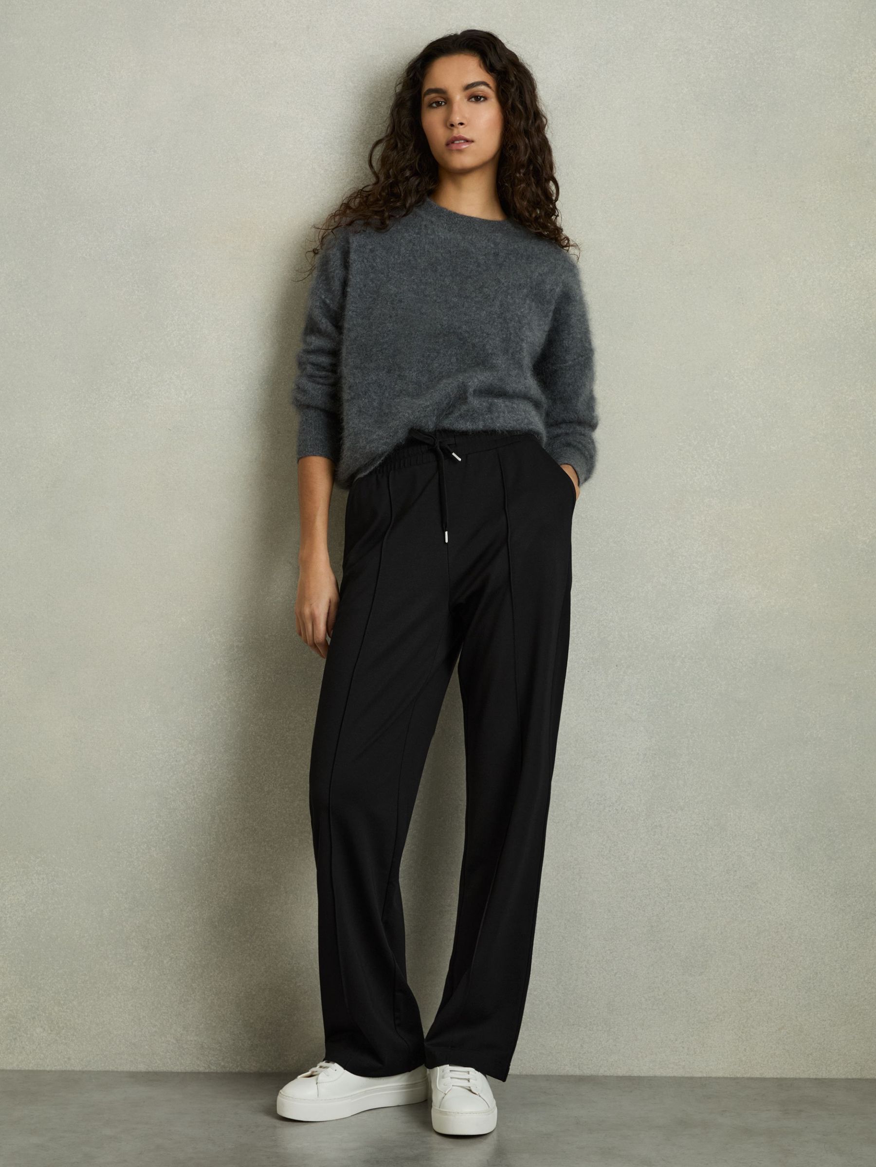 Drawstring Straight Leg Jersey Joggers in Black/Charcoal (AR3950) | CHF 128