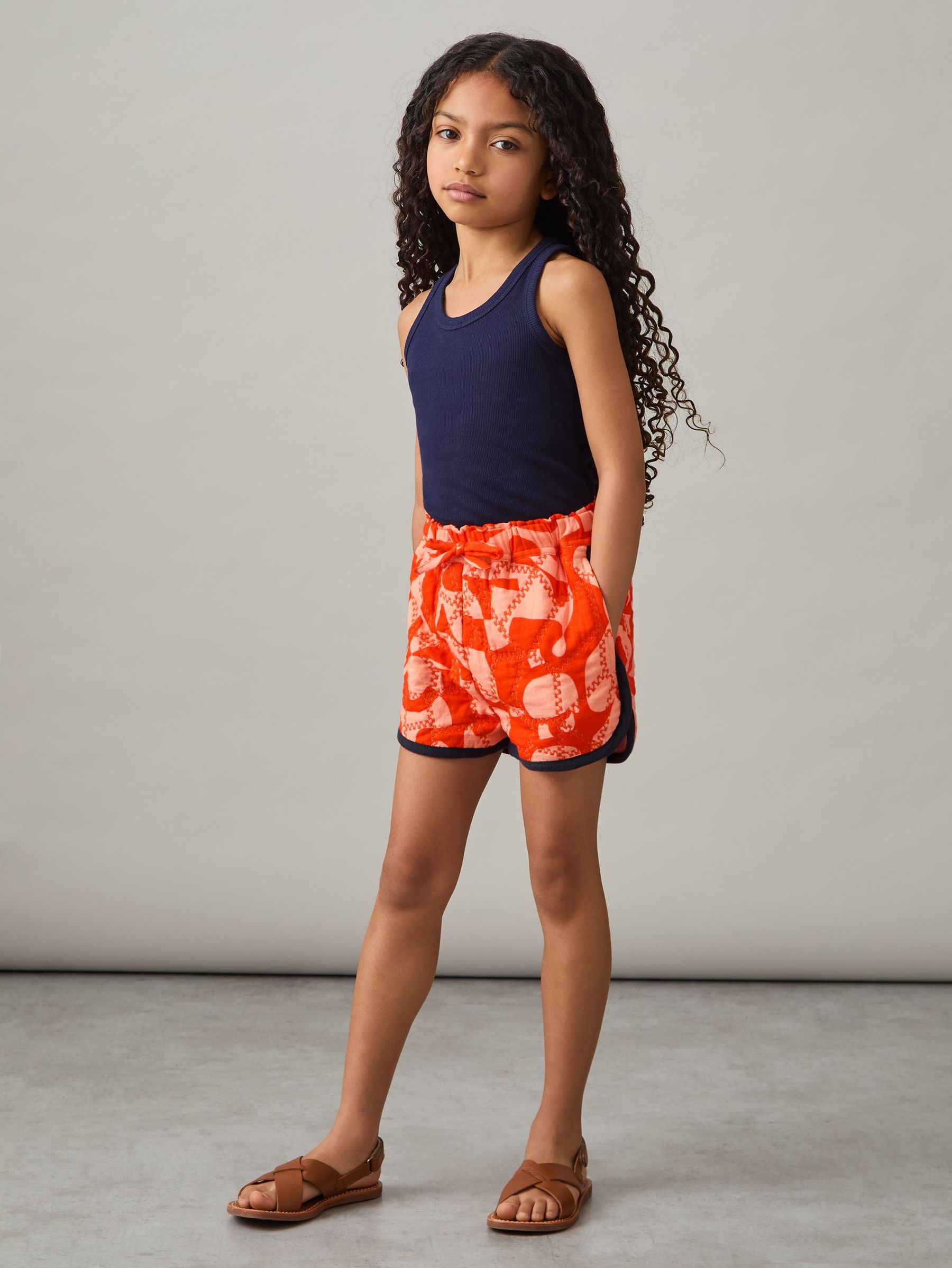 Cotton Graphic-Print Quilted Shorts in Multi (AR3958) | $65