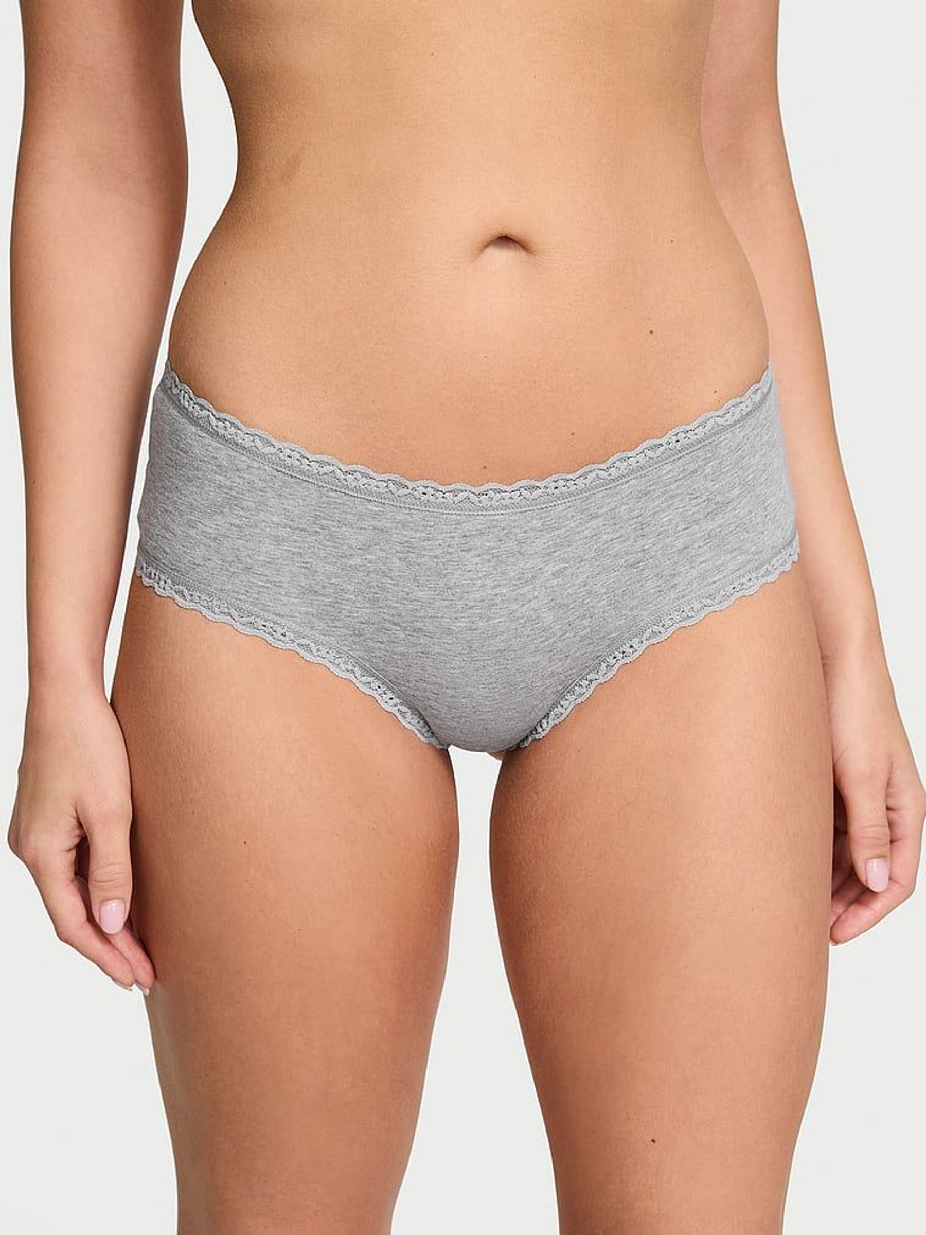 Grey Cheeky Cotton Lace Waist Knickers (AR4713) | €10.50