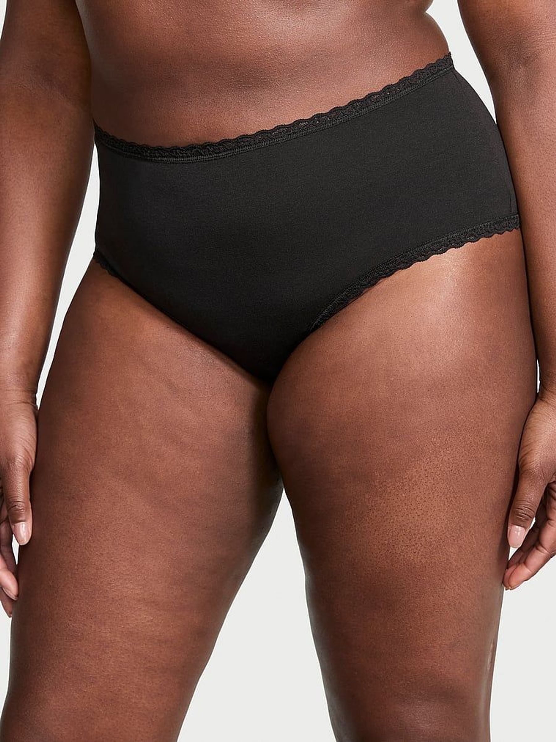 Black Cheeky Cotton Lace Waist Knickers (AR4720) | €10.50