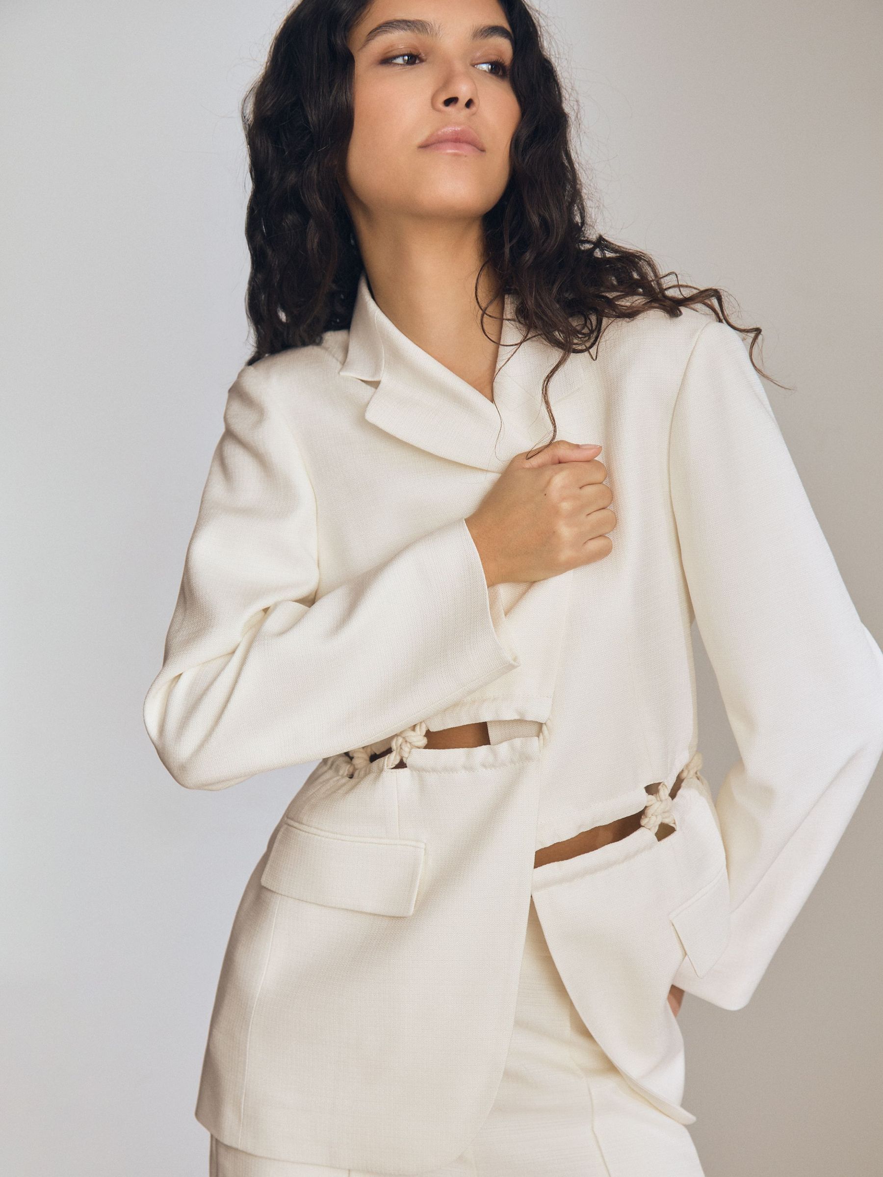 Atelier Rope-Detail Single-Breasted Blazer in White (AR6475) | US$1,100