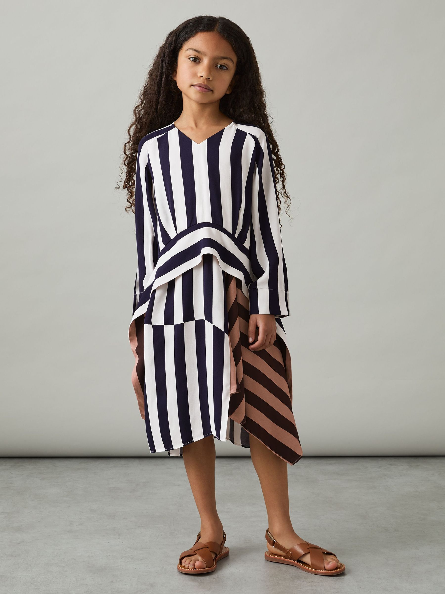 4-9 yrs Stripe-Print Handkerchief Dress in Multi (AR6507) | US$130