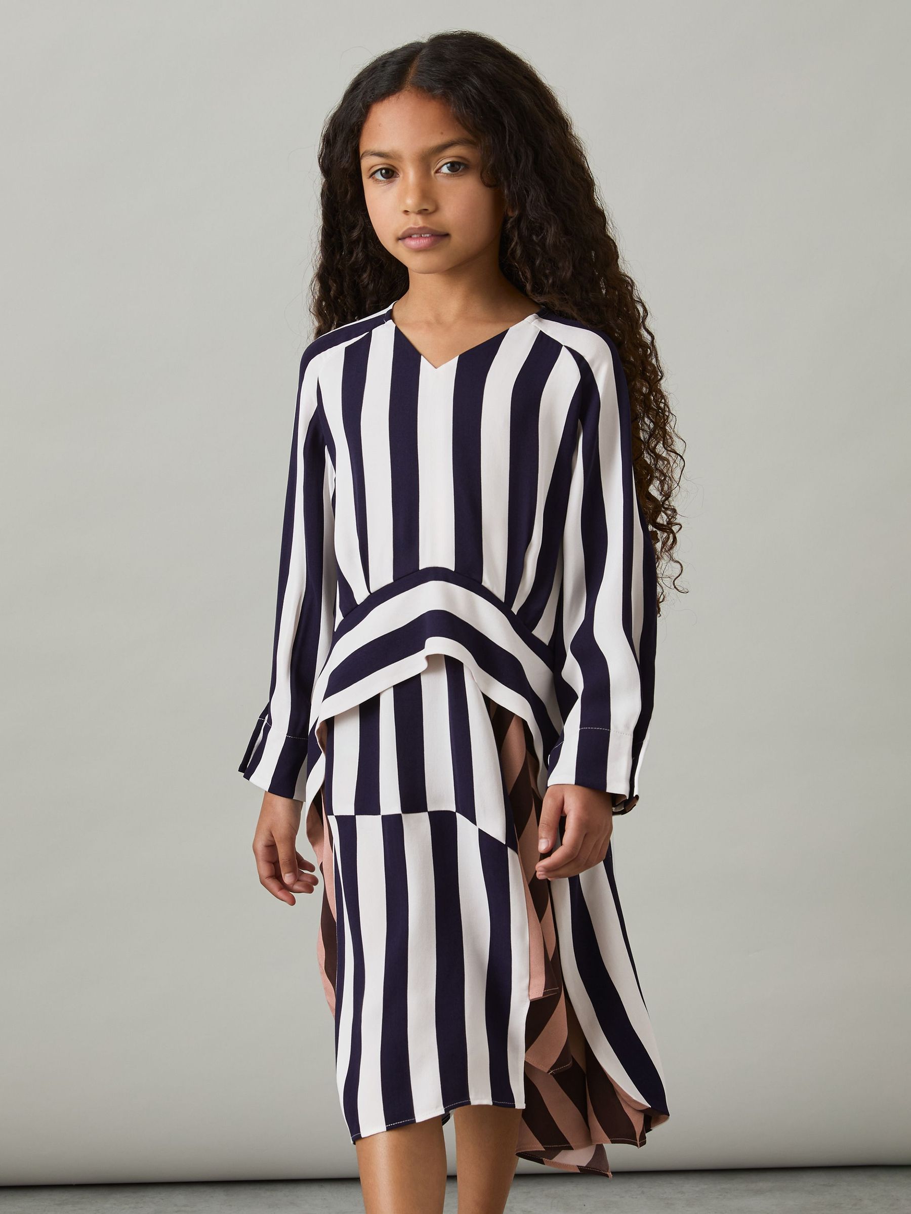 9-13 yrs Stripe-Print Handkerchief Dress in Multi (AR6513) | US$145