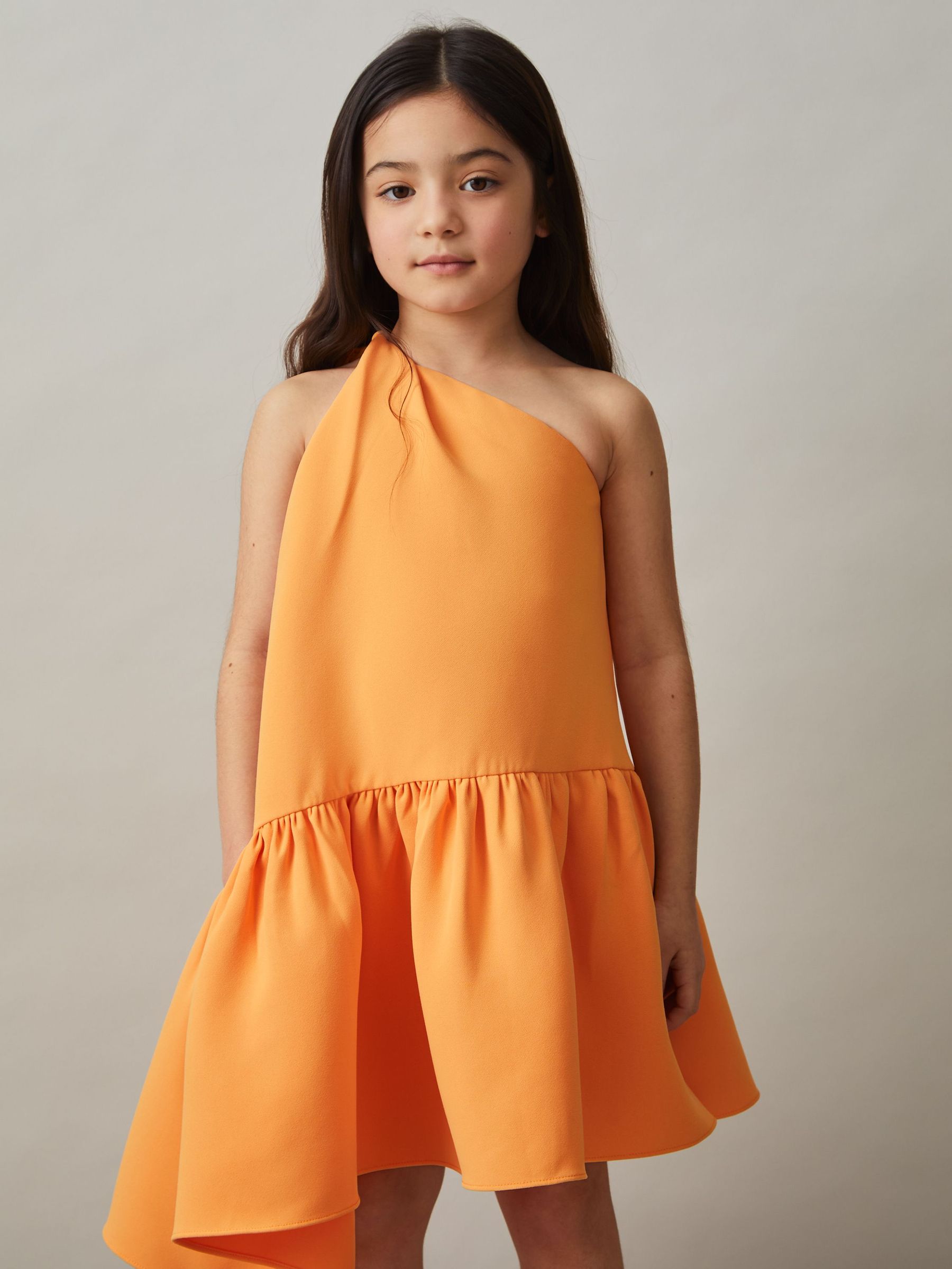 4-9 yrs One-Shoulder Tiered Dress in Orange (AR6514) | €95