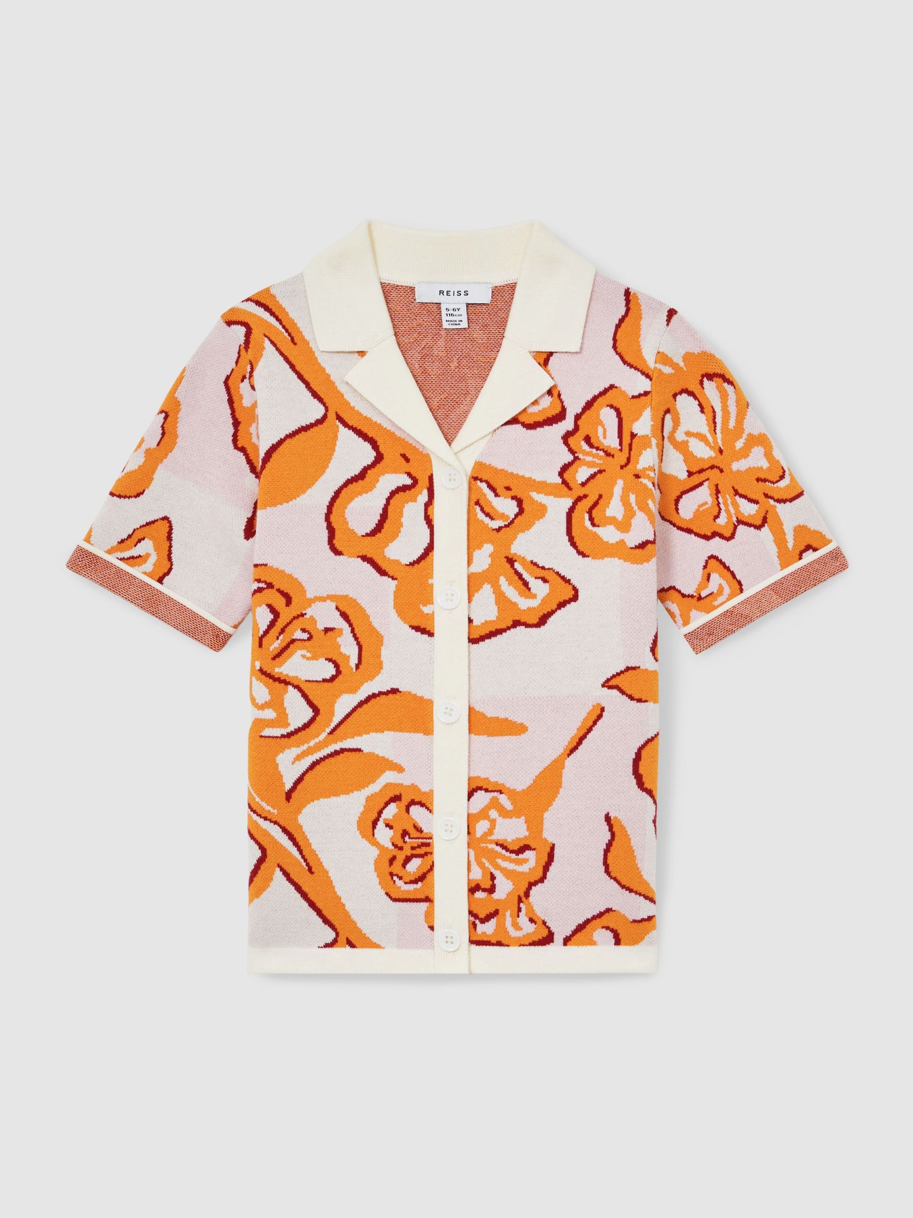 Floral Print Intarsia Knit Top in Pink (AR6521) | US$80