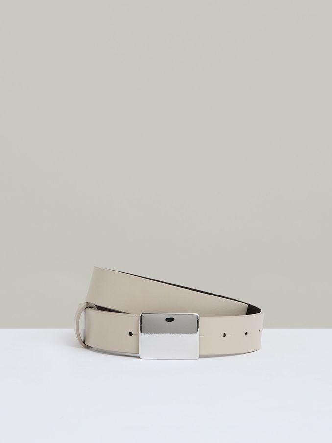 Square-Buckle Belt in Stone (AR6530) | US$110