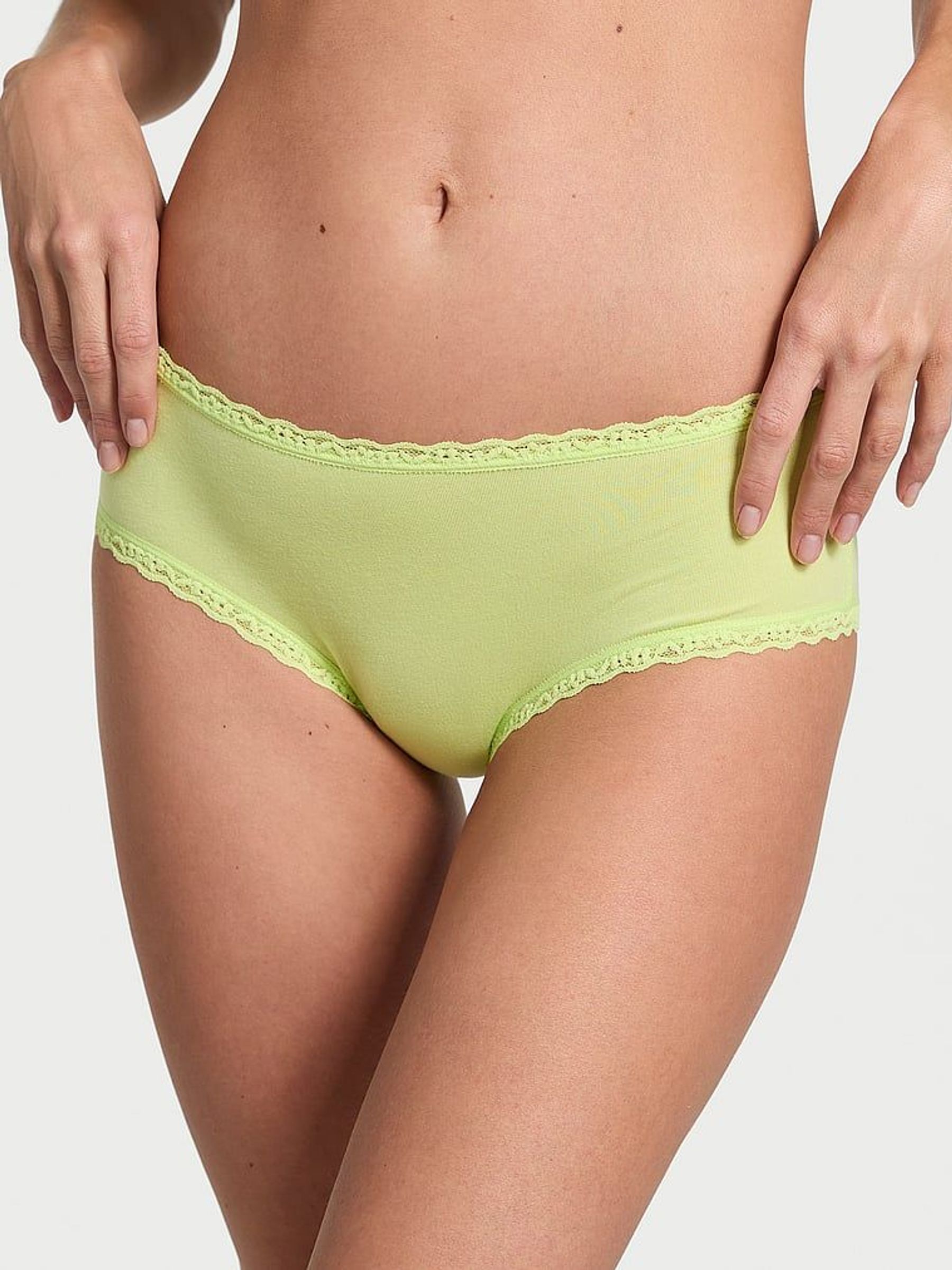 Lime Green Cheeky Cotton Lace Waist Knickers (AR7206) | €10.50