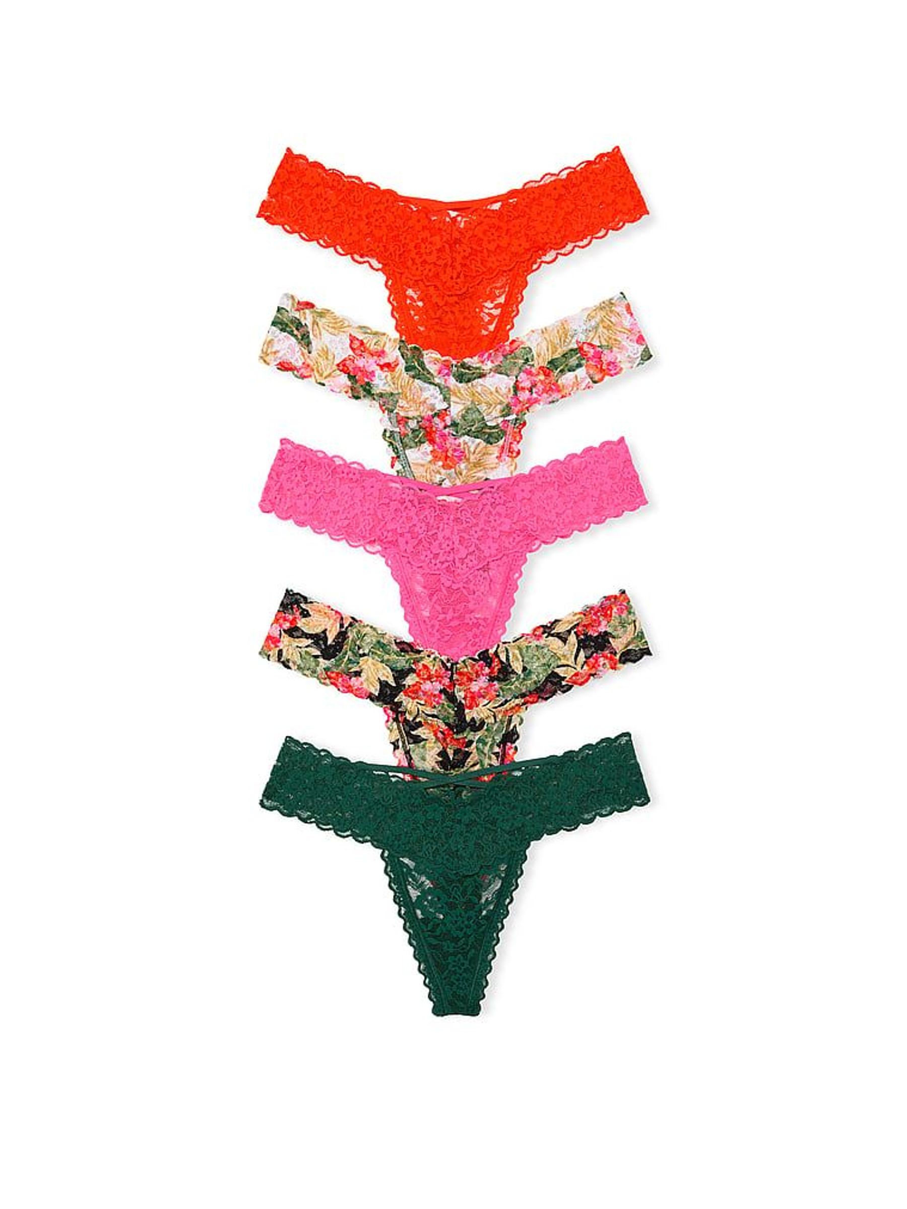 Red/Pink/Black/Green Thong 5 Pack Knickers (AR7223) | €31