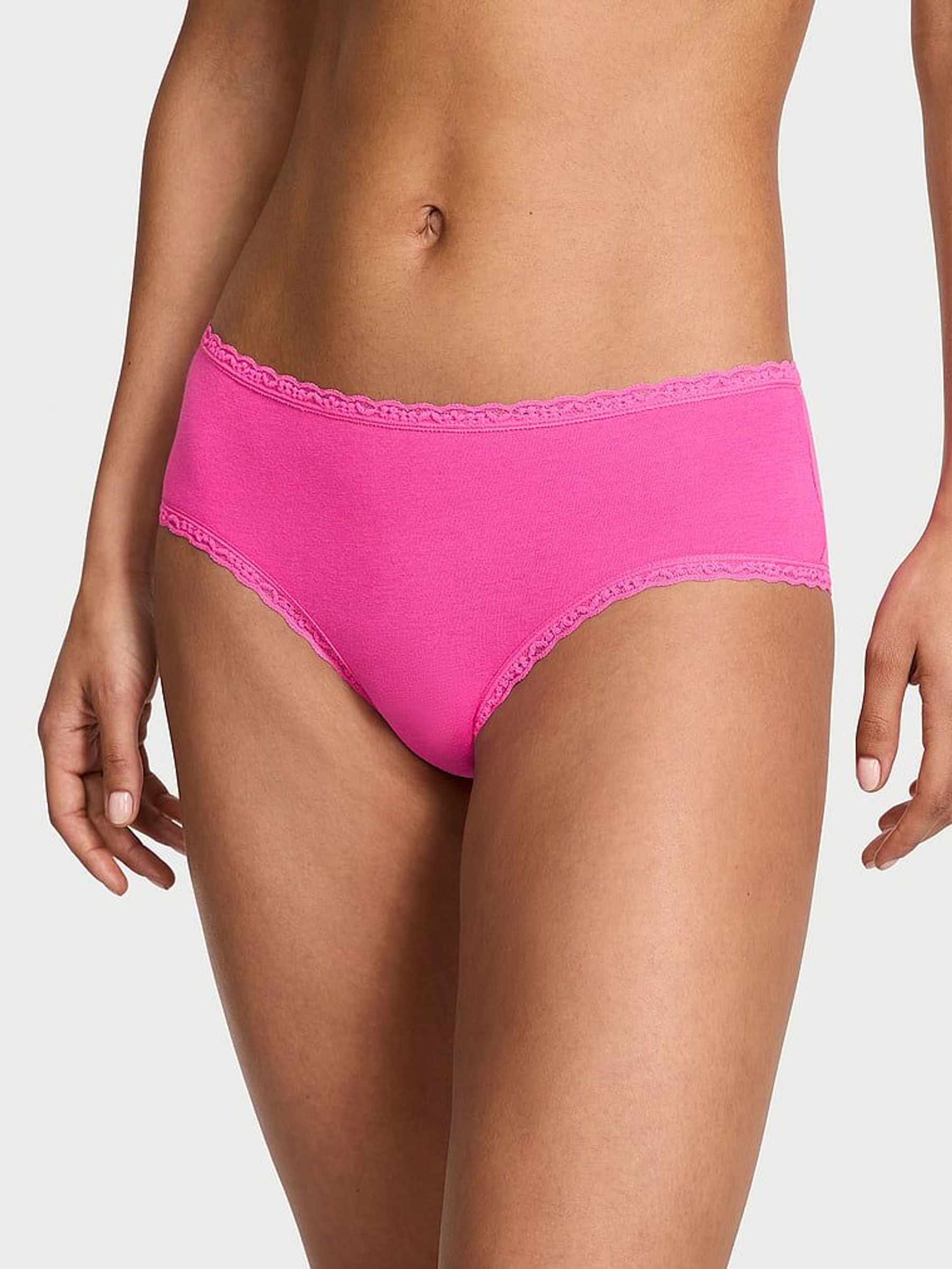 Ultra Pink Cheeky Cotton Lace Waist Knickers (AR7229) | €10.50