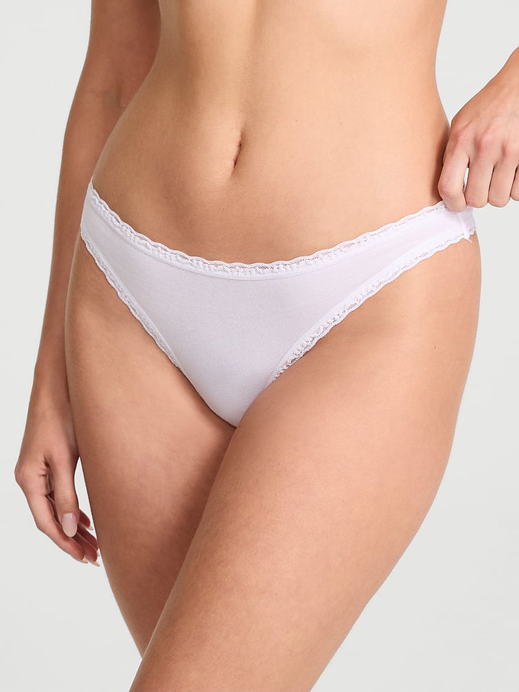 White Thong Cotton Lace Waist Knickers (AR9434) | €10.50