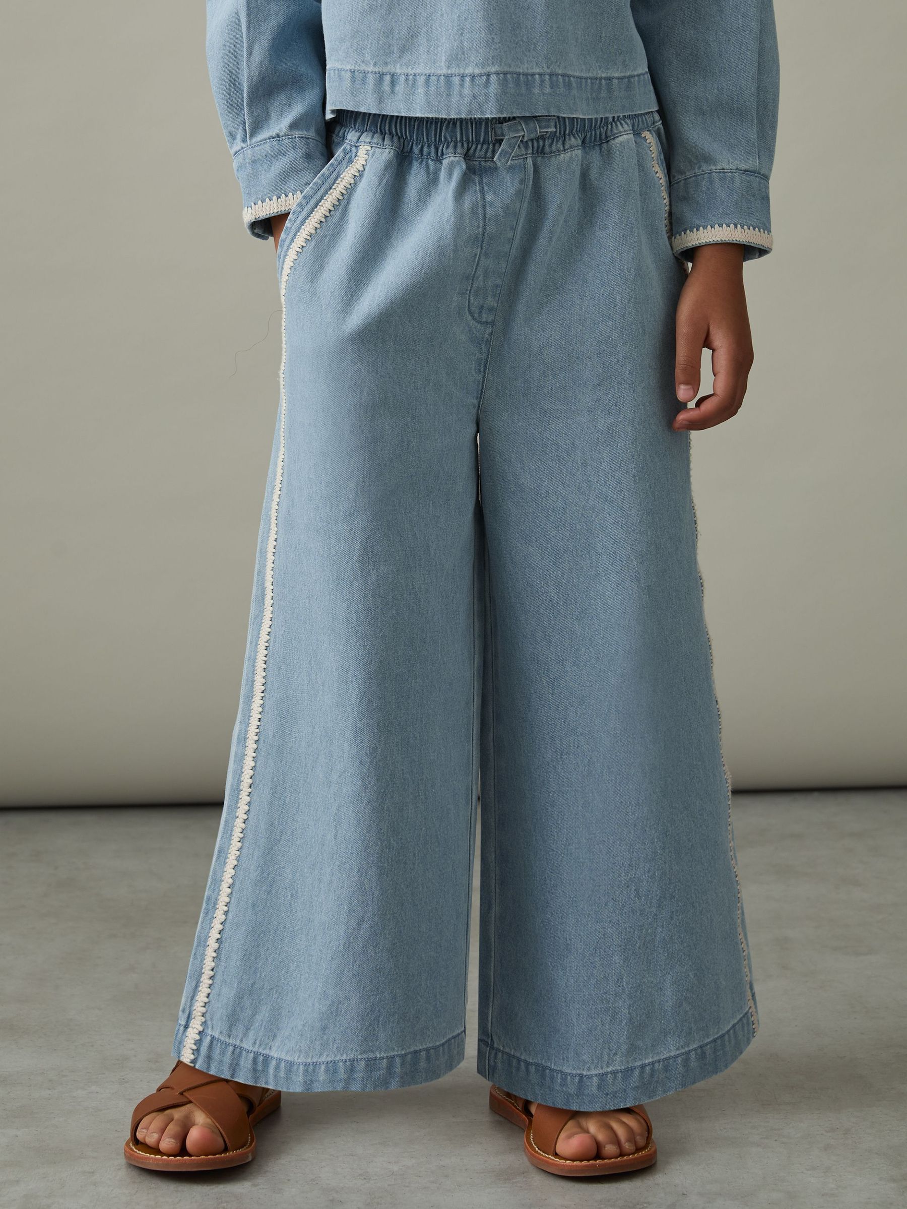 9-13 yrs Cotton Chambray Relaxed Trousers in Light Blue (AR9540) | €65
