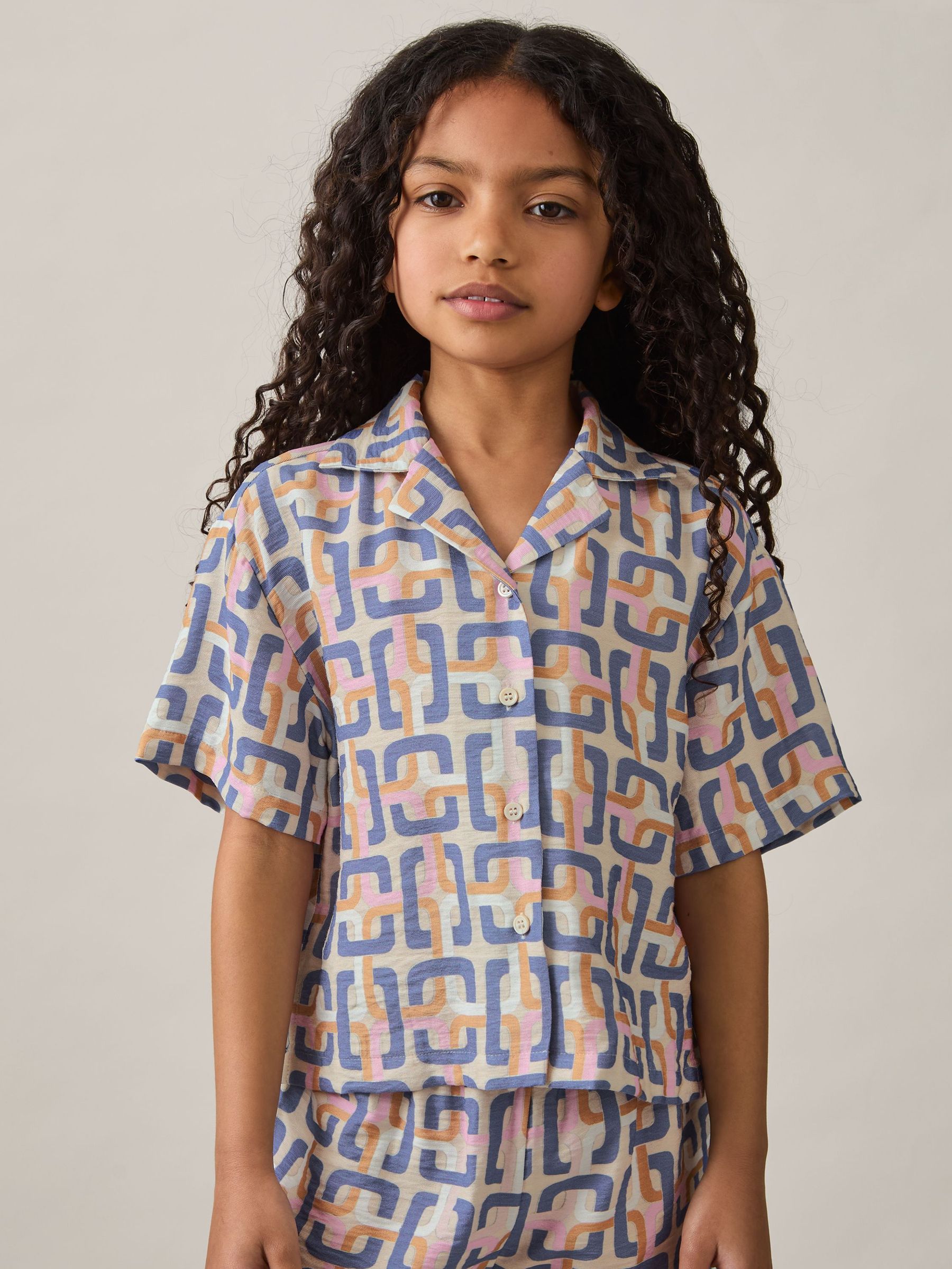 Geometric Chain Print Shirt in Multi (AR9554) | US$65