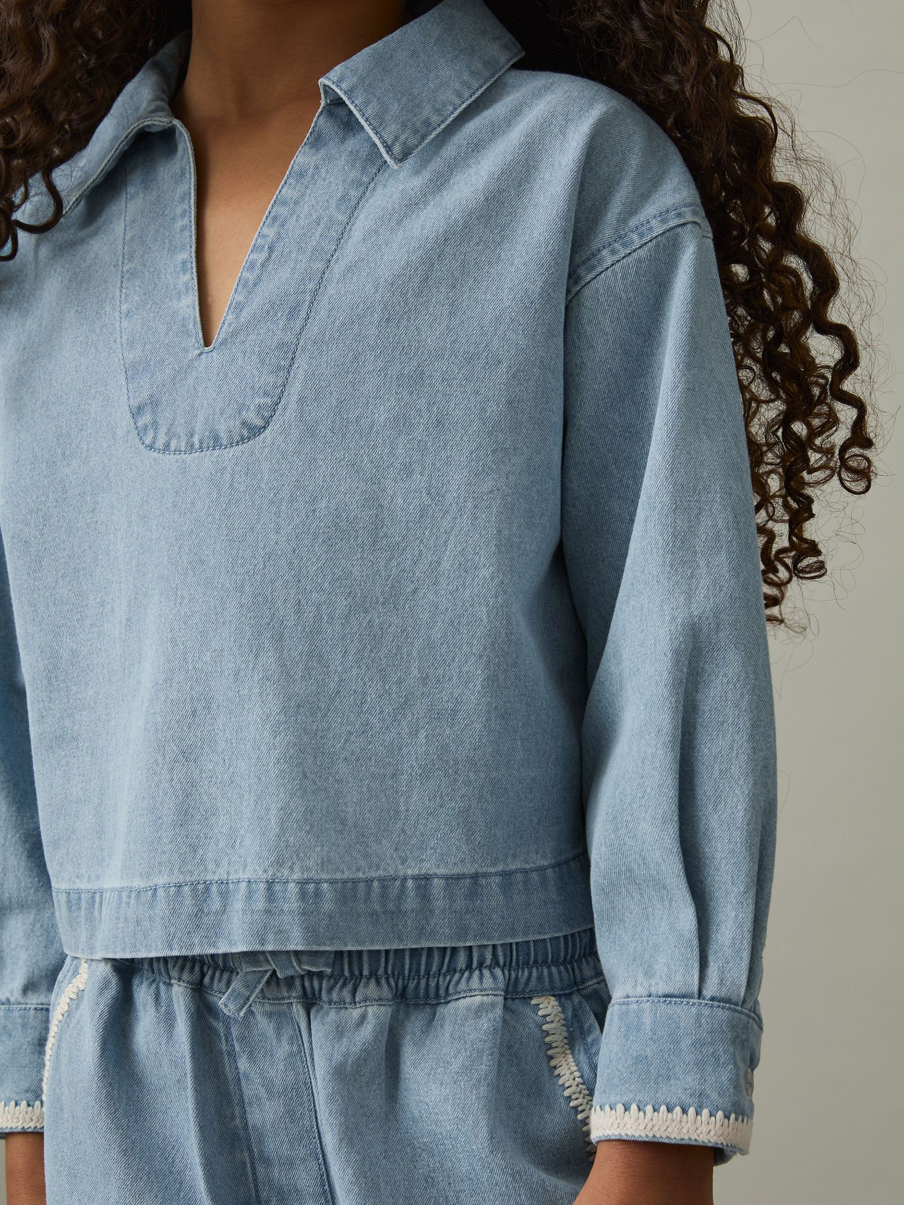 9-13 yrs Chambray Collared Top in Light Blue (AR9555) | €55