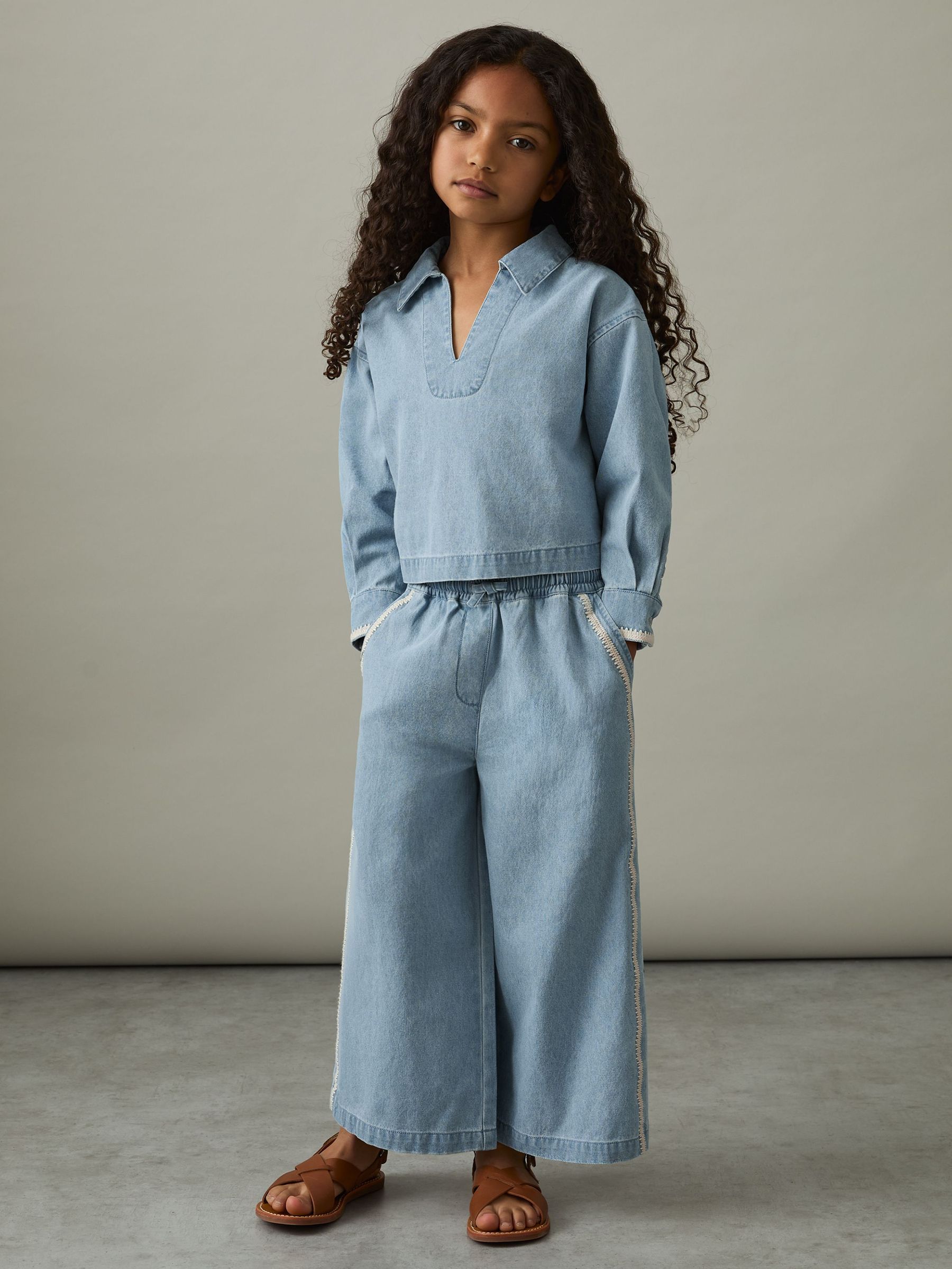 4-9 yrs Chambray Collared Top in Light Blue (AR9556) | €50
