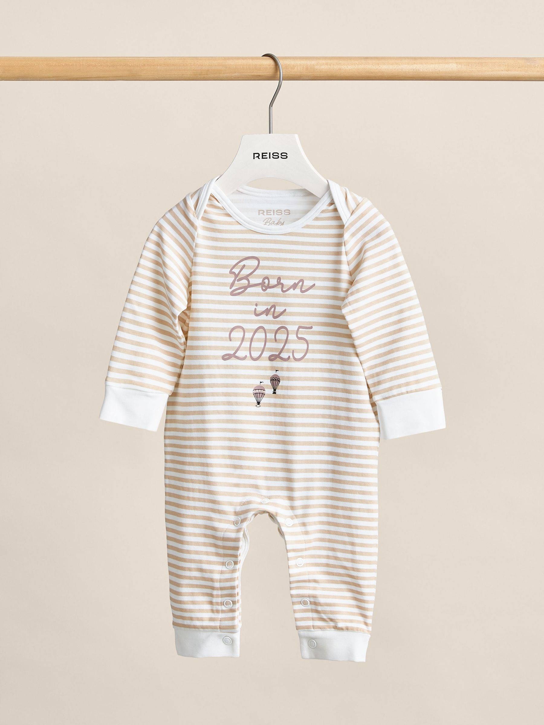 2025 Stripe Print Sleepsuit in Ivory (AR9559) | 180 SAR