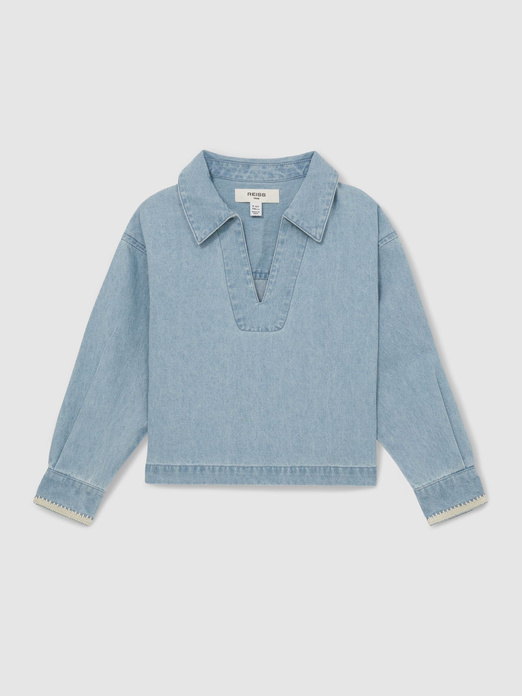 13-14 yrs Chambray Collared Top in Light Blue (AR9564) | €60