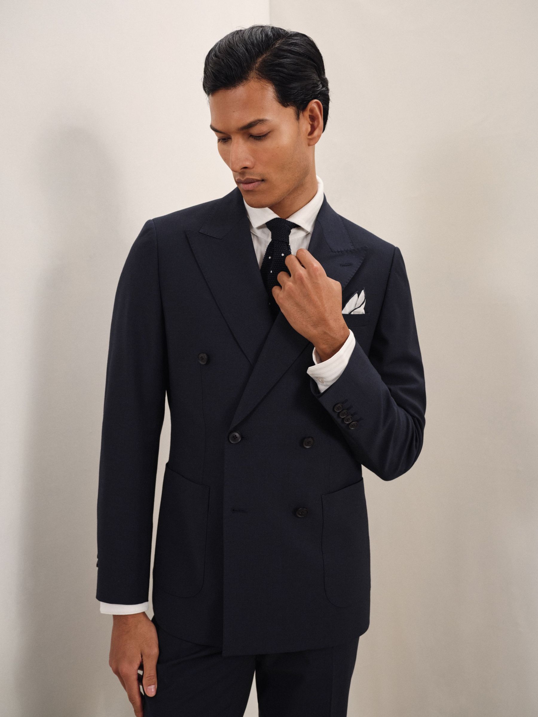 Slim-Fit Double-Breasted Wool-Blend Suit Blazer in Bright Blue (AR9574) | US$610