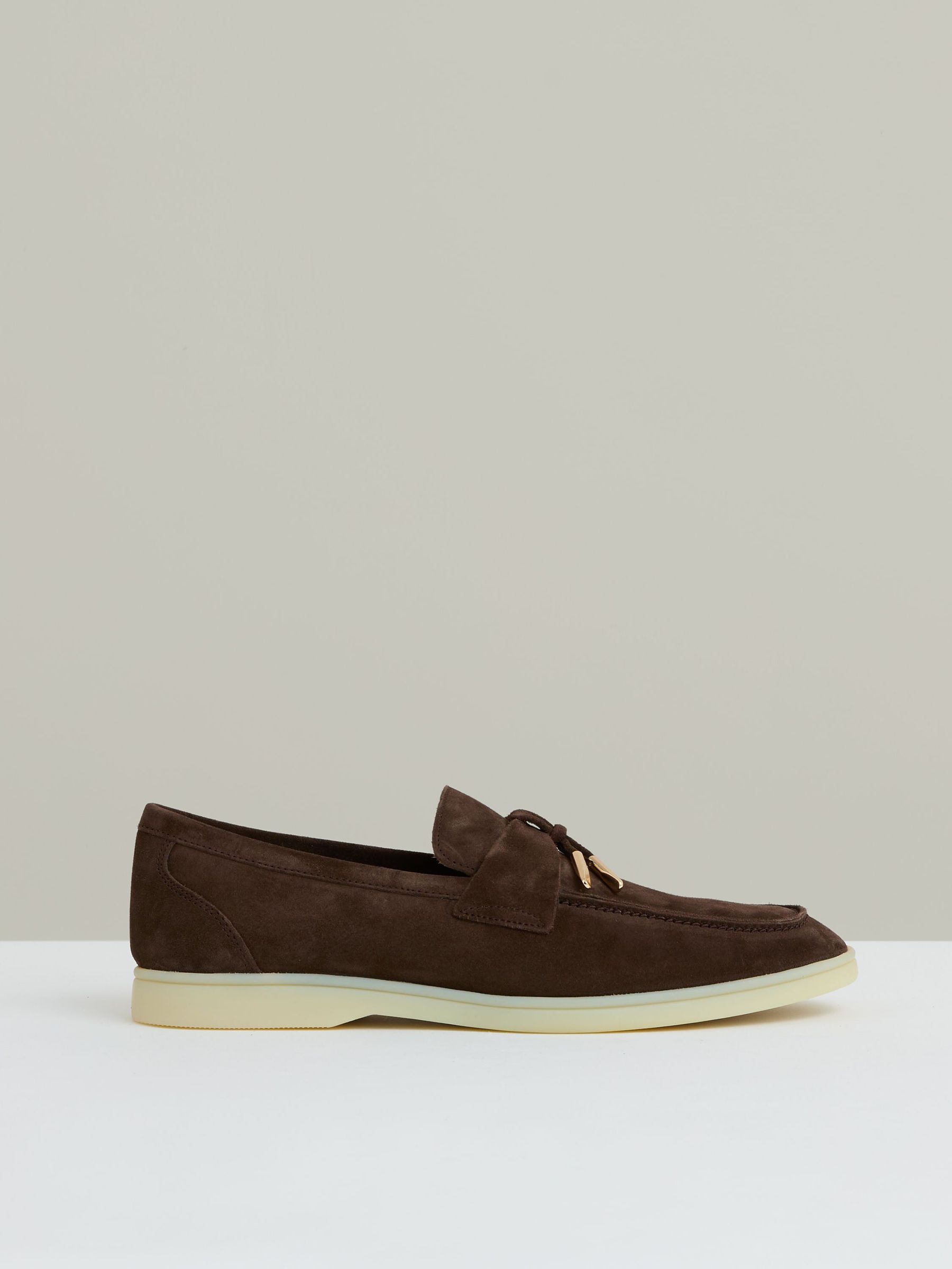 Suede Slip On Tassel Loafers in Dark Tobacco Brown (AR9616) | €270