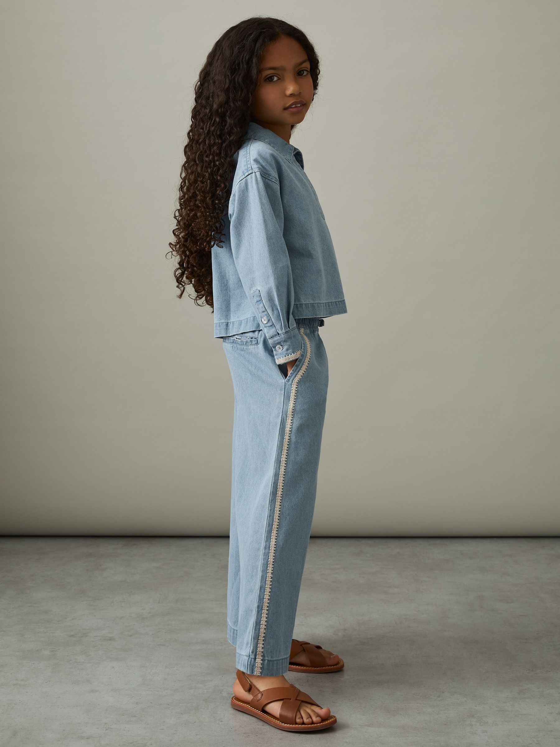 4-9 yrs Cotton Chambray Relaxed Trousers in Light Blue (AR9622) | €55