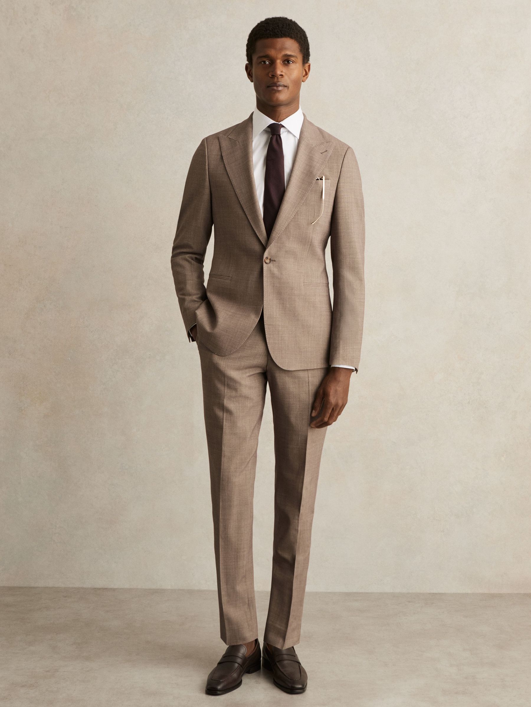Single-Breasted Textured Blazer Slim-Fit With Wool in Brown (AR9630) | US$610