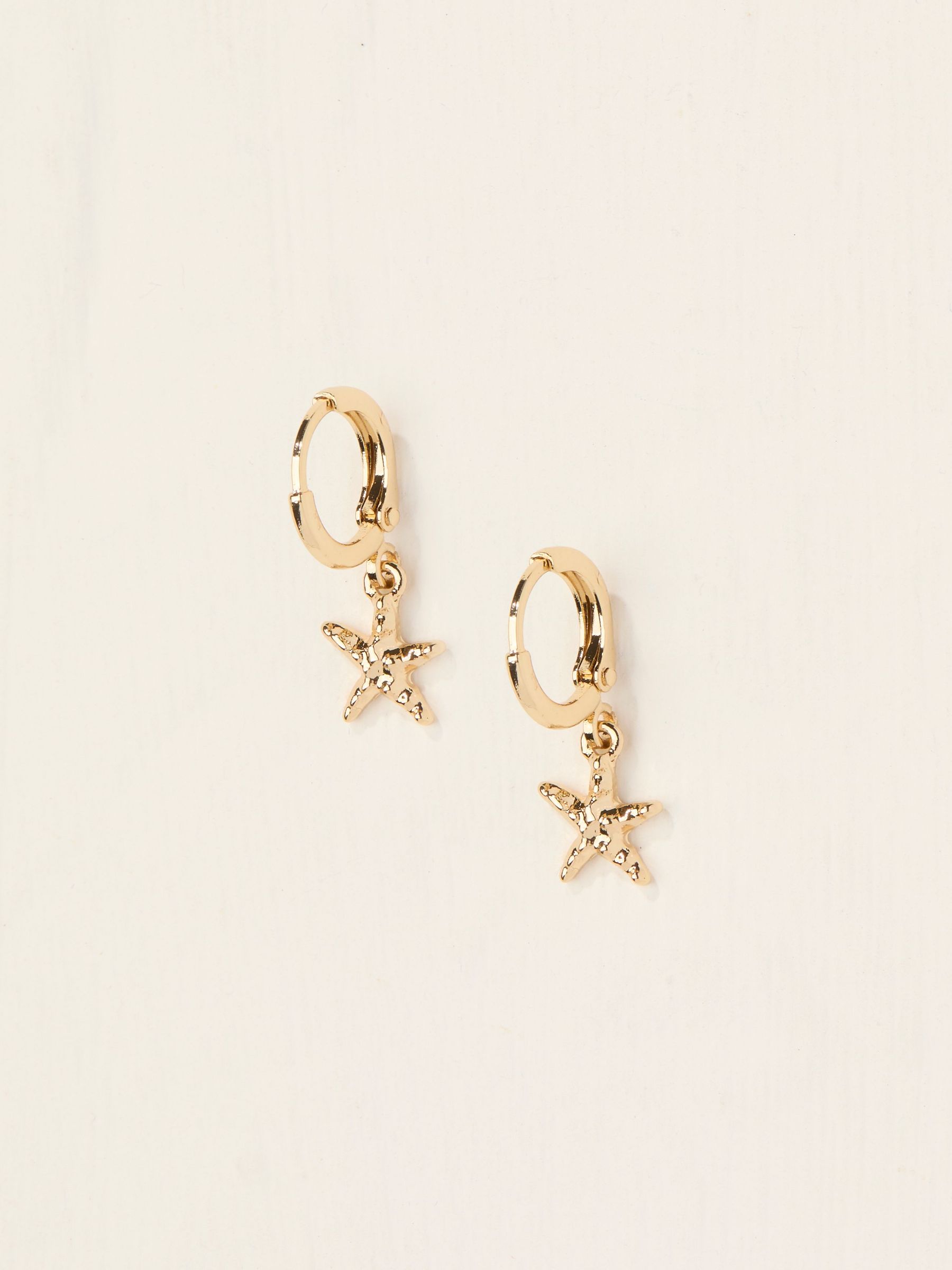 Gold Tone Starfish Drop Earrings (AT0426) | $18