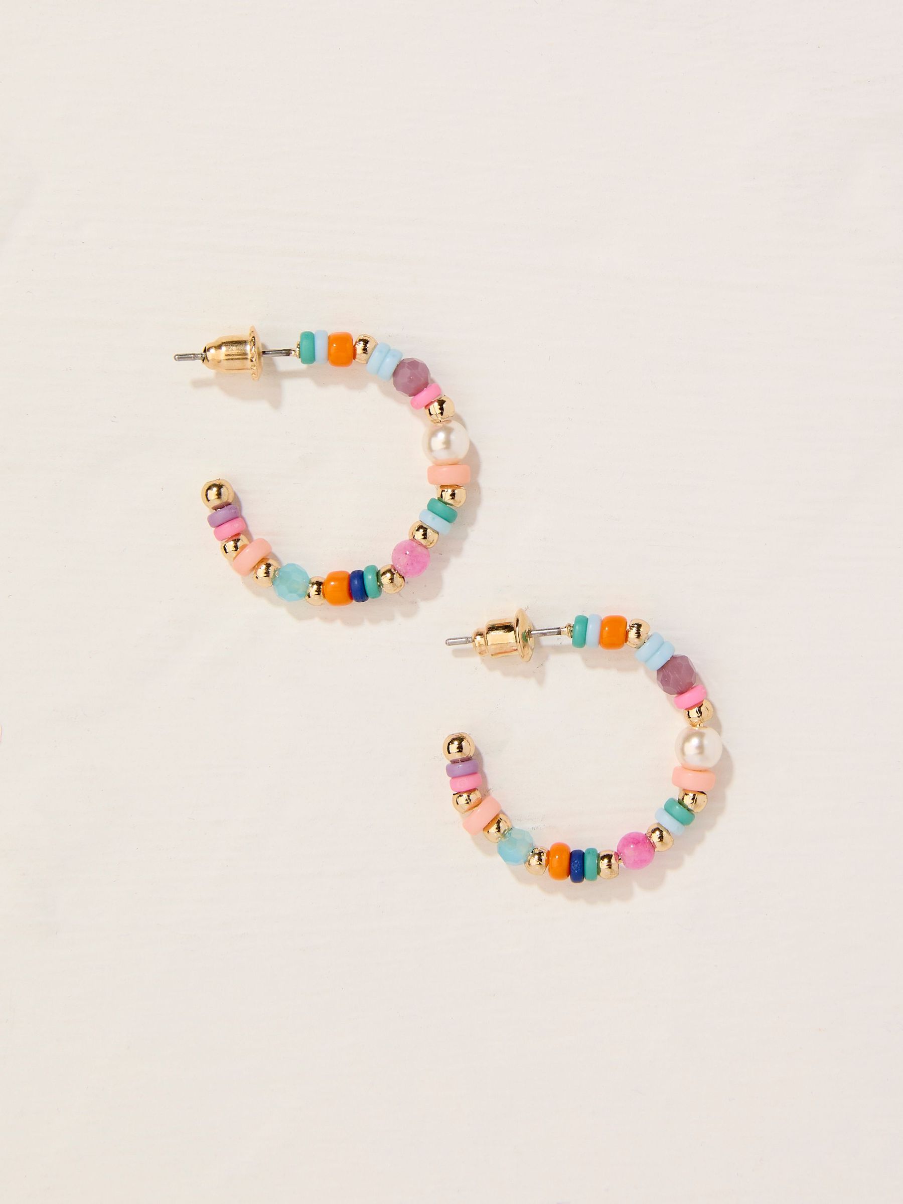 Multi Beaded Hoop Earrings (AT0437) | $25