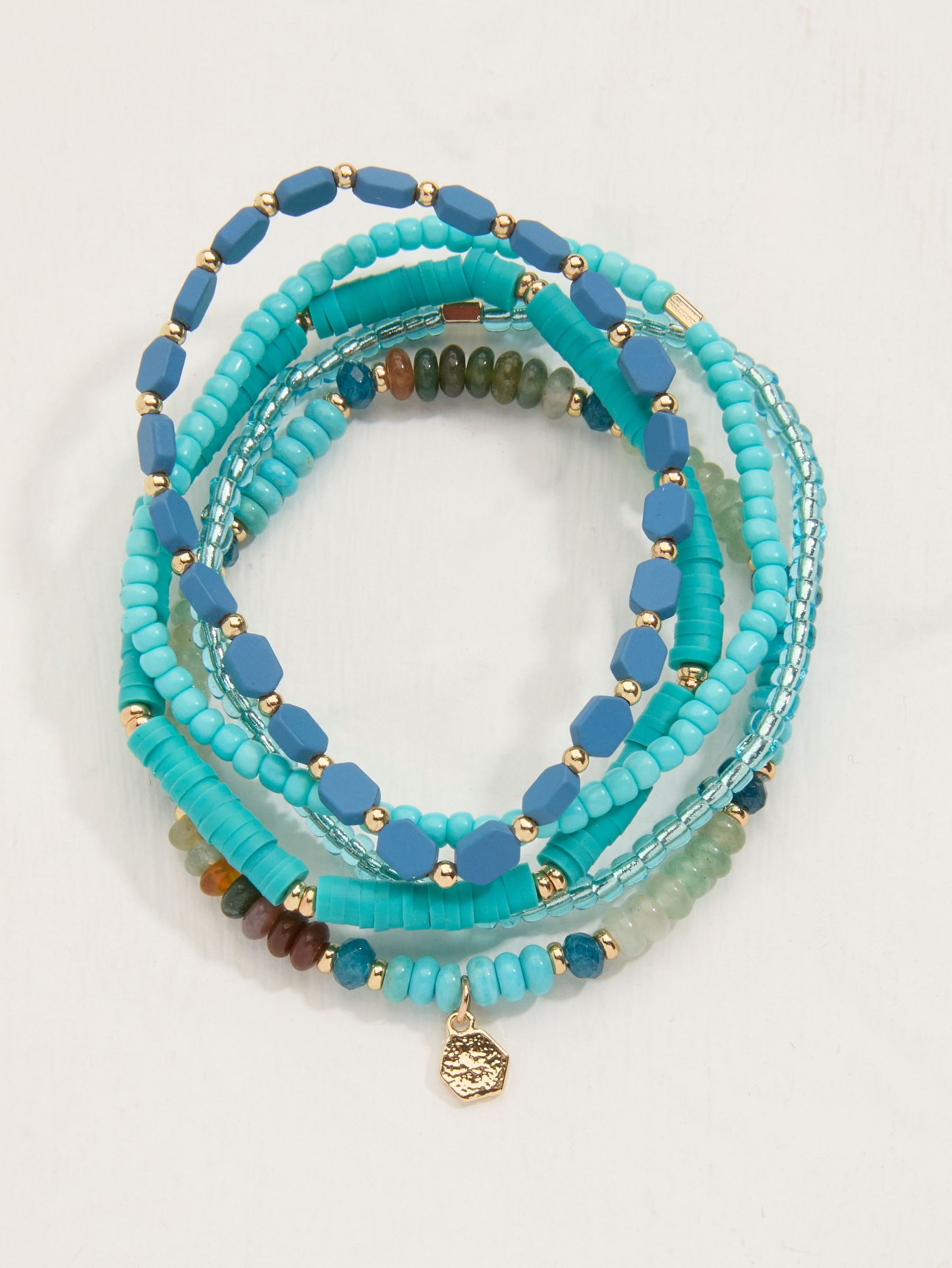 Turquoise Blue Beaded Stretch Bracelet Stack (AT0624) | $25