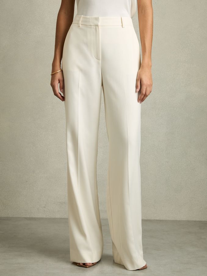 Petite Wide-Leg Tailored Trousers in Cream (AT0644) | $350